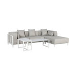 SWEEEK Salon de jardin modulable aluminium 4 places blanc et gris clair - Oriva