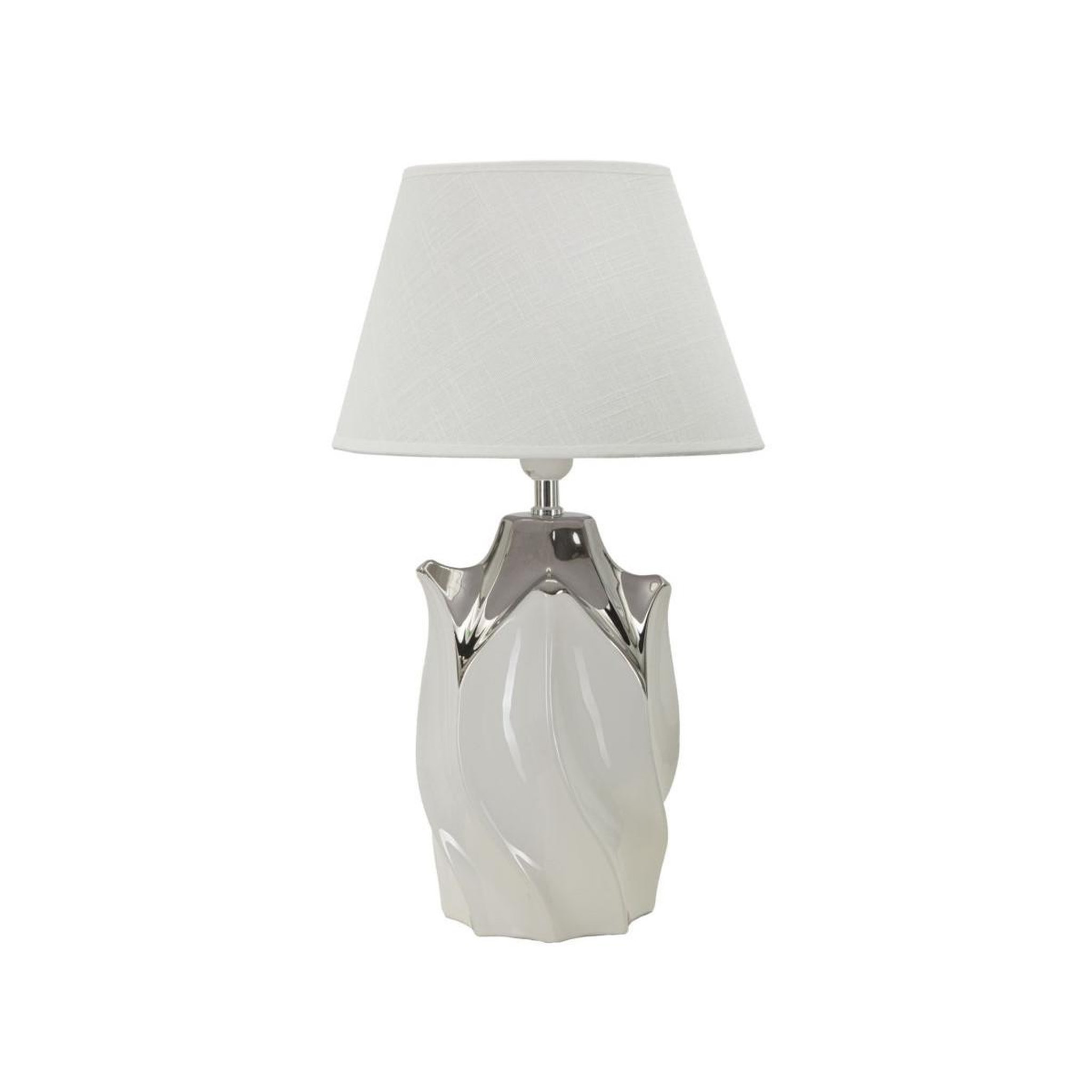 Paris Prix Lampe à poser en céramique  shiney  51cm blanc & argent