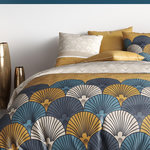 ATELIER DU COTON Parure housse de couette 100%coton 57fils maka. Coloris disponibles : Jaune