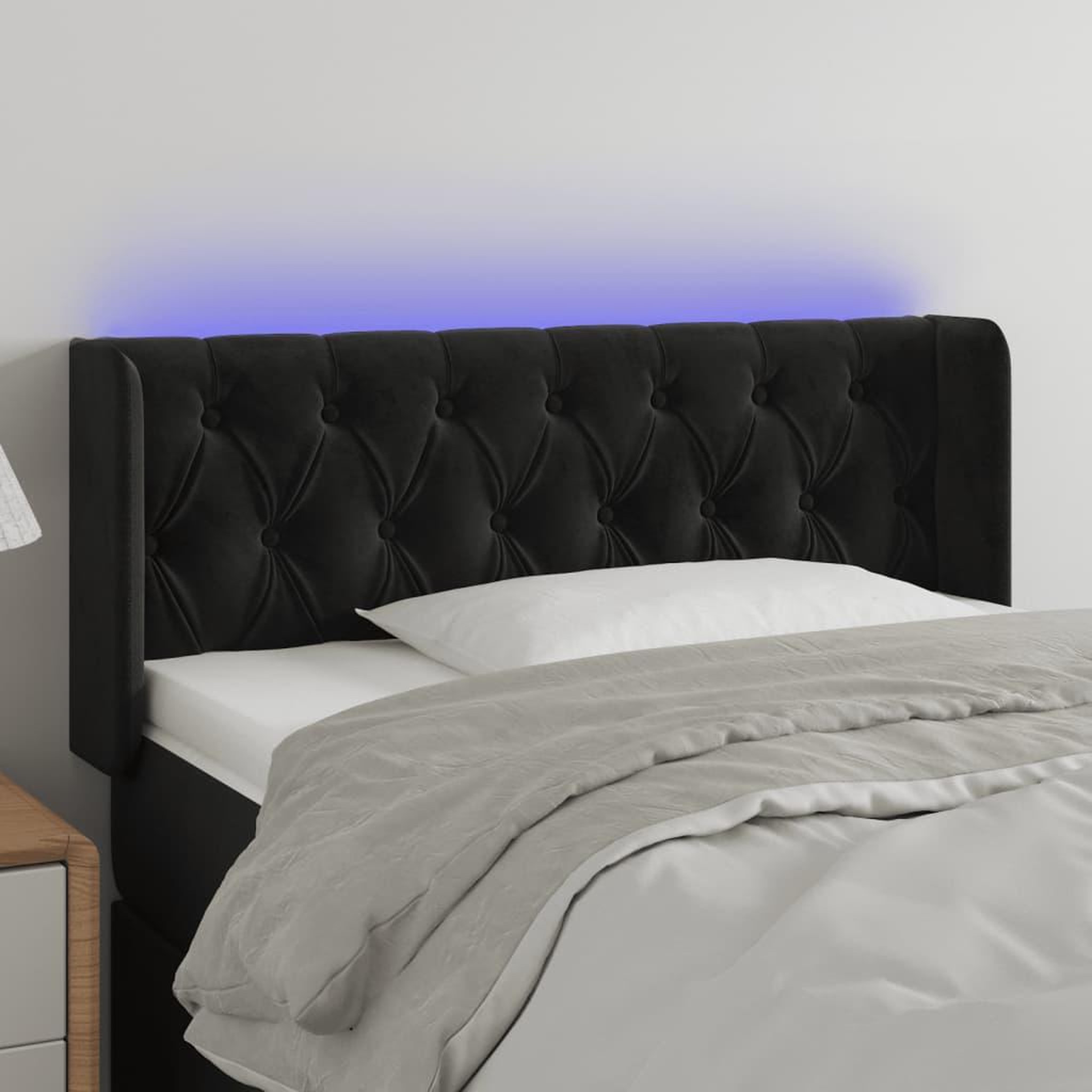 Voir la diapositive 1 : VIDAXL Tete de lit a LED Noir 103x16x78/88 cm Velours