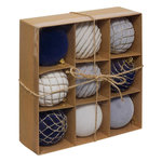 ATMOSPHERA Lot de 9 Boules de Noël  Pailletées  8cm Bleu
