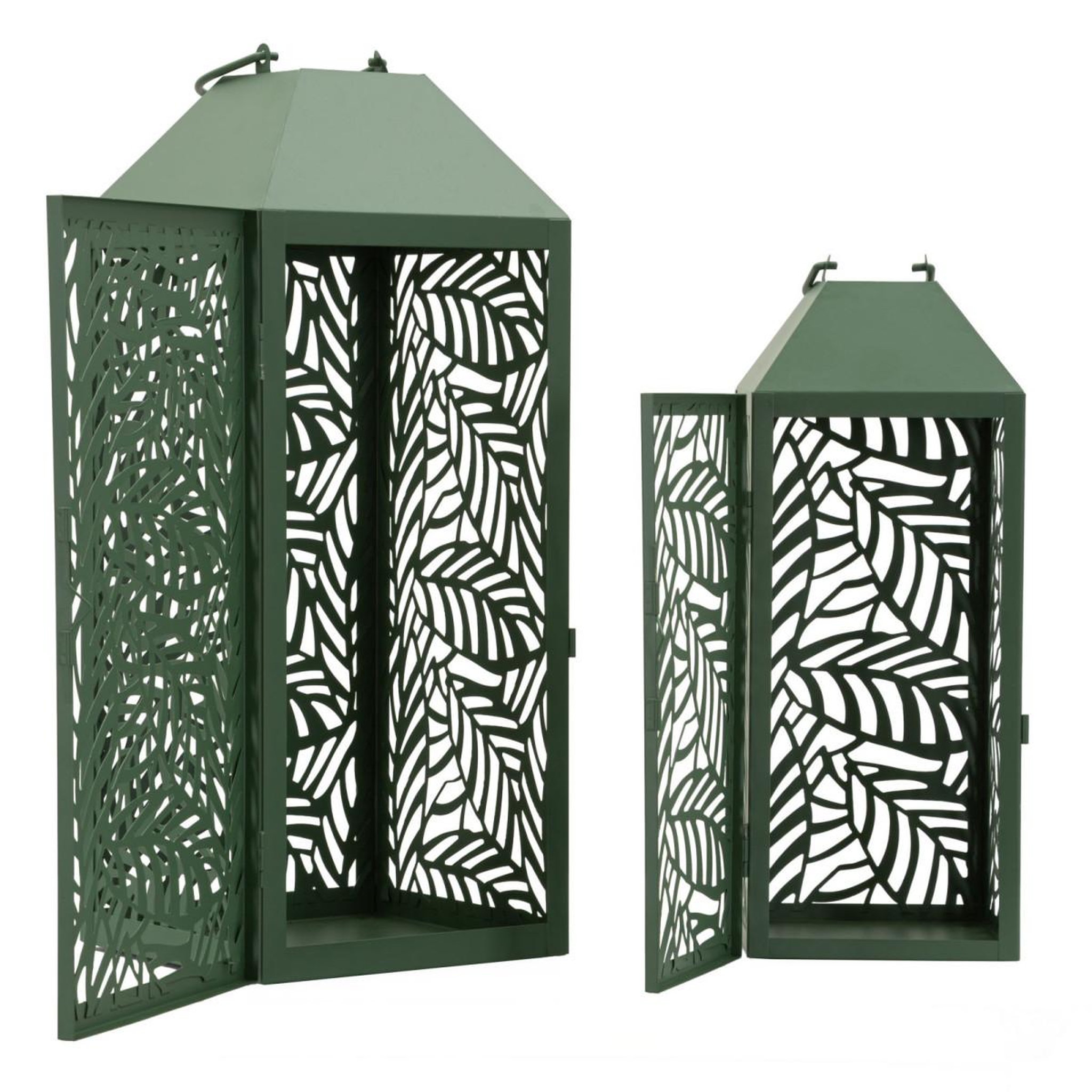 Voir la diapositive 4 : Paris Prix Lot de 2 Lanternes en Métal  Carving  44cm Vert