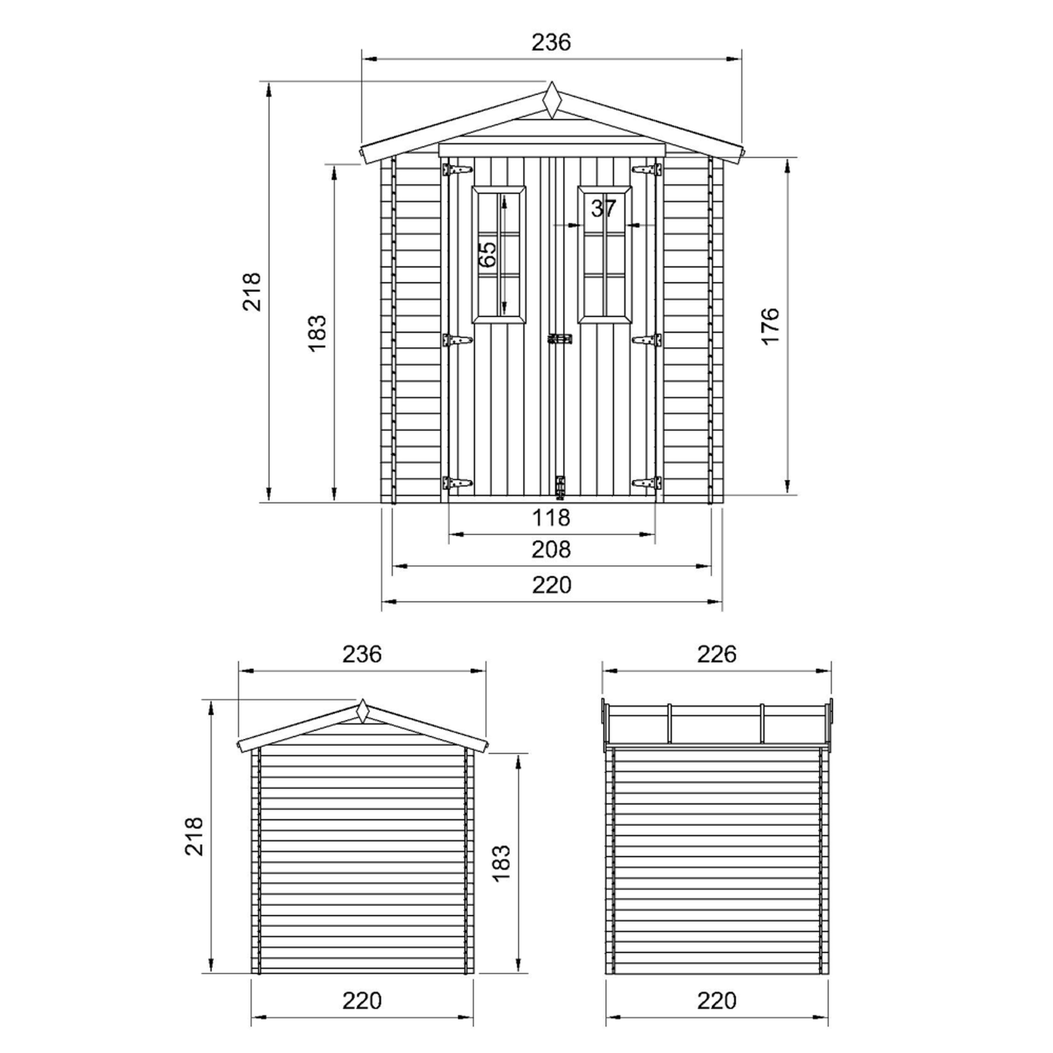 Voir la diapositive 6 : TIMBELA Abri de Jardin en Bois 4.33 m² Cabanon Jardin Exterieur à Outils et Velo avec Fenêtres M369C