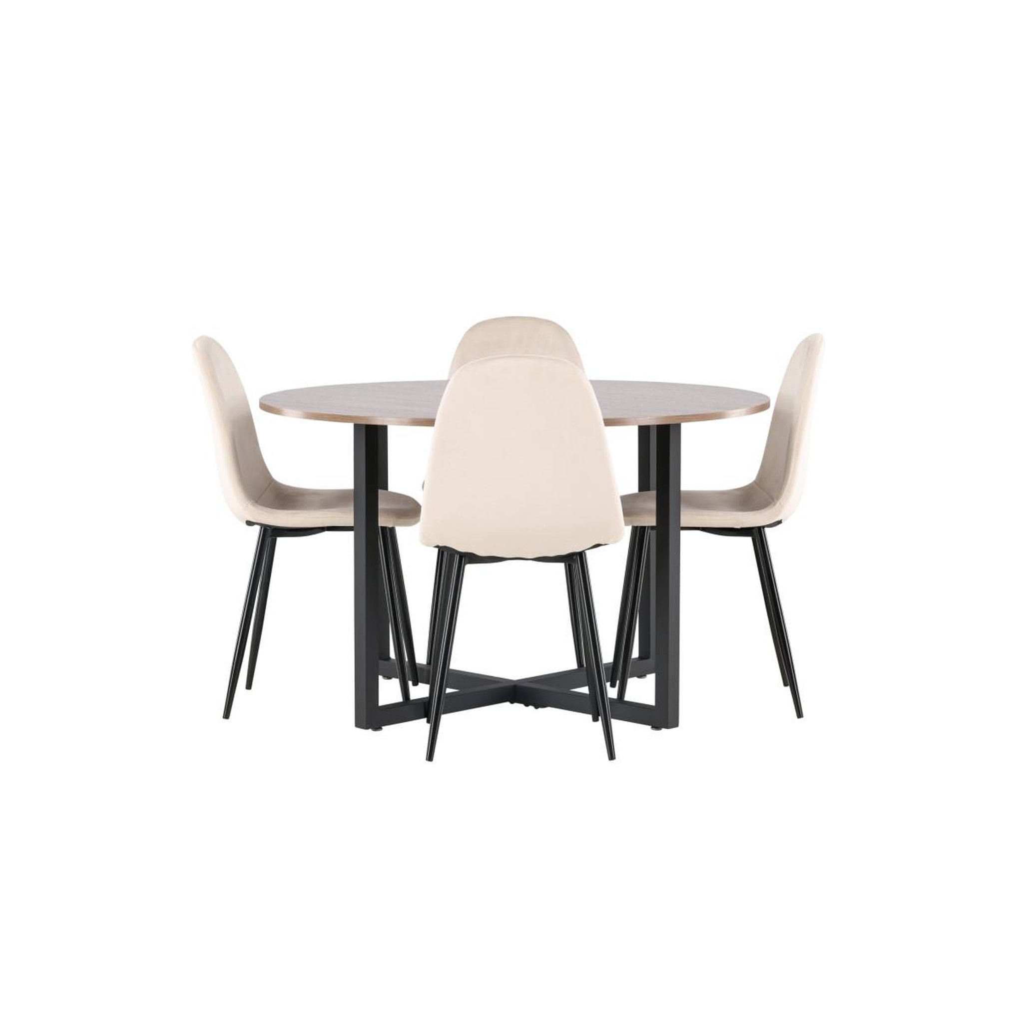 Voir la diapositive 2 : Paris Prix Ensemble table à manger & 4 chaises  durango & polar  120cm noyer & beige clair