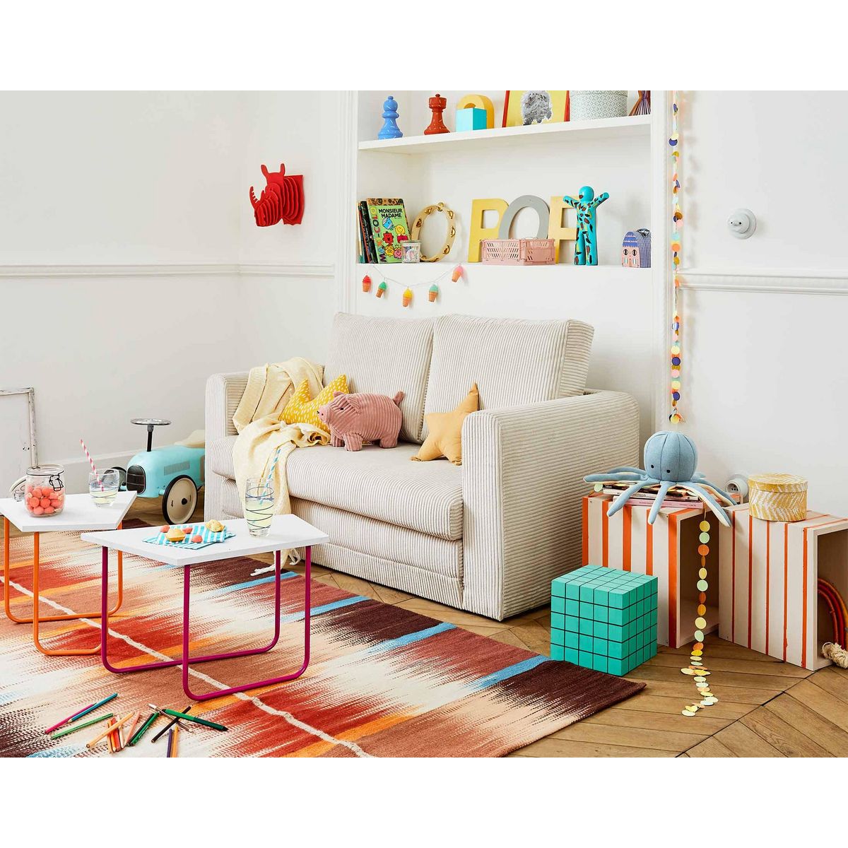 BEST MOBILIER Marilia - canapé 2 places - convertible déplimousse - en velours côtelé