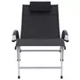 VIDAXL Chaise longue Aluminium Textilene Noir