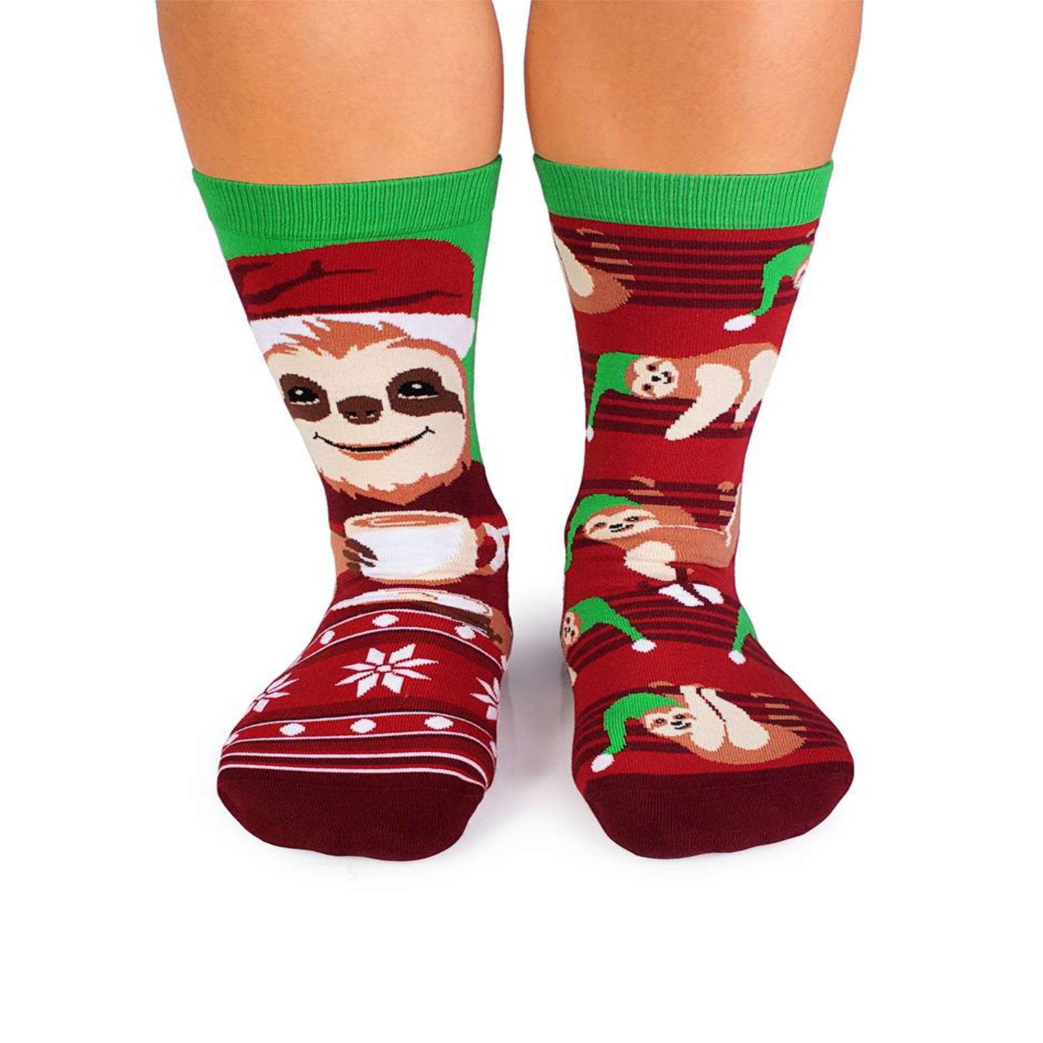 PIRIN HILL Chaussettes arty paresseux festif. Coloris disponibles : Rouge