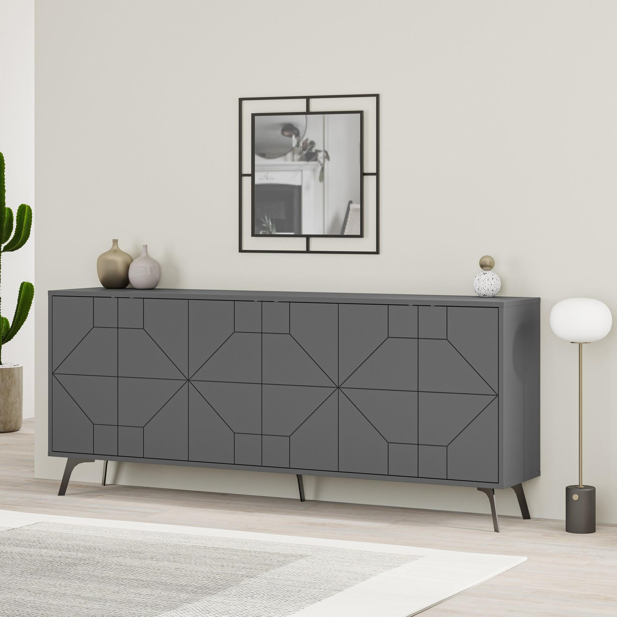 Voir la diapositive 2 : Habitat et Jardin Buffet en bois  dune  - 183 x 35 x 77 cm - anthracite