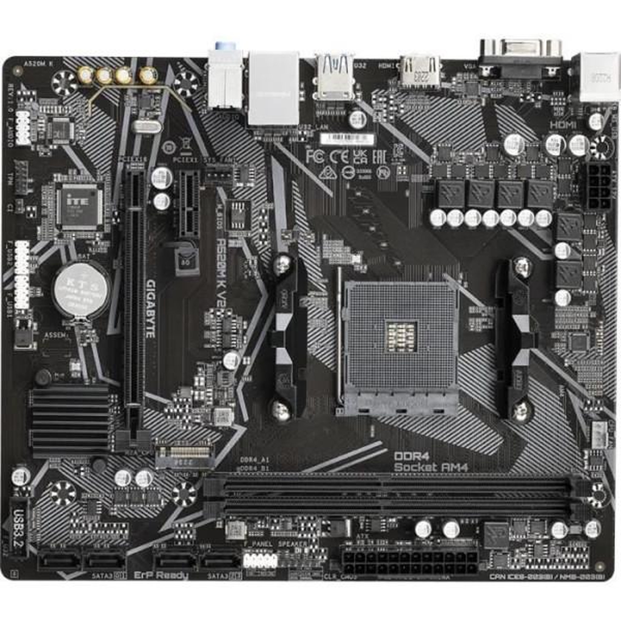 Voir la diapositive 2 : Gigabyte Carte mere - GIGABYTE - A520M K V2 - AM4 - DDR4 64 Go - PCIe Gen3 M.2