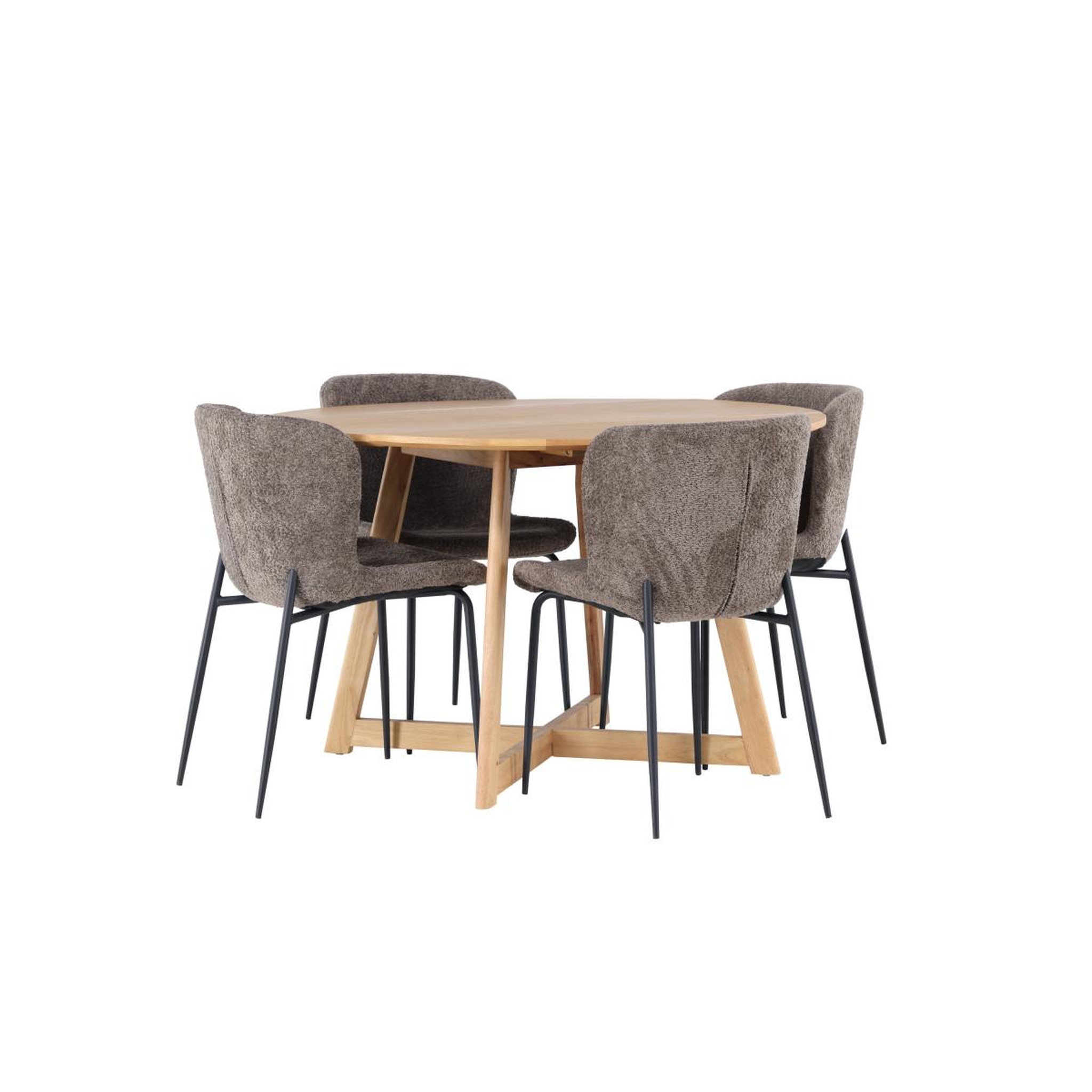 Voir la diapositive 3 : Paris Prix Ensemble table à manger & 4 chaises  yakidon & modesto  120cm naturel & marron