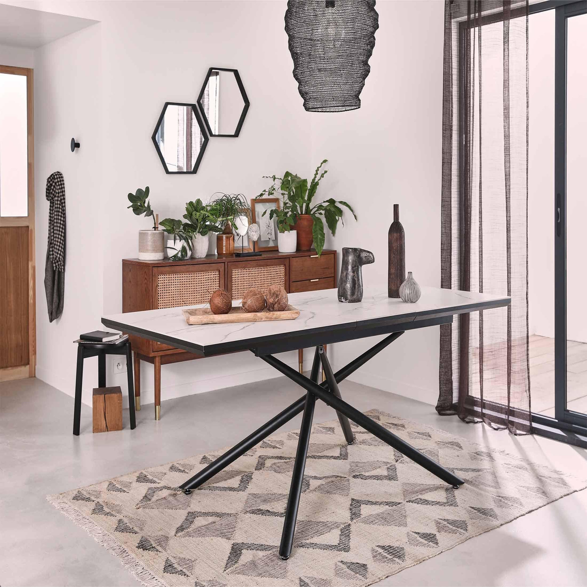 Voir la diapositive 4 : BEST MOBILIER Sullana - table à manger extensible - effet marbre - 4 à 6 personnes