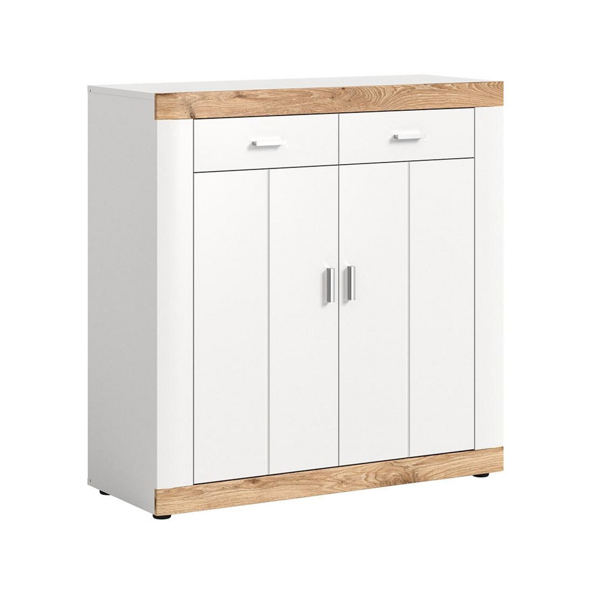 BEST MOBILIER Coventry - buffet haut - blanc et effet bois - 101x104 cm
