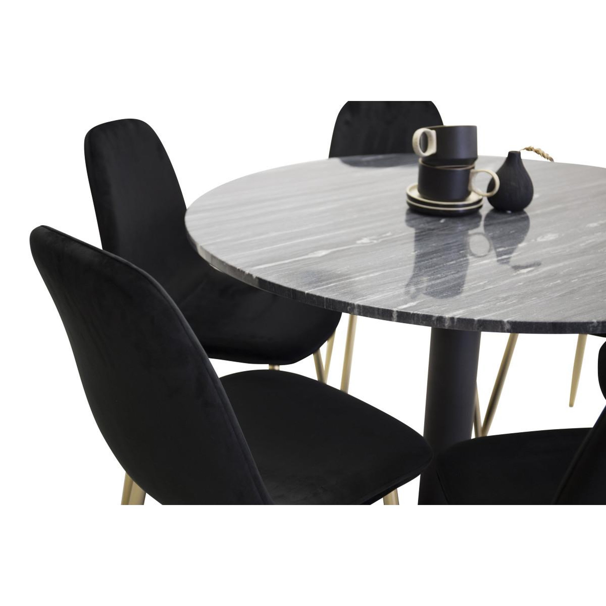 Voir la diapositive 2 : Paris Prix Ensemble Table à Manger & 6 Chaises  Estelle I & Polar II  106cm Gris Foncé & Noir