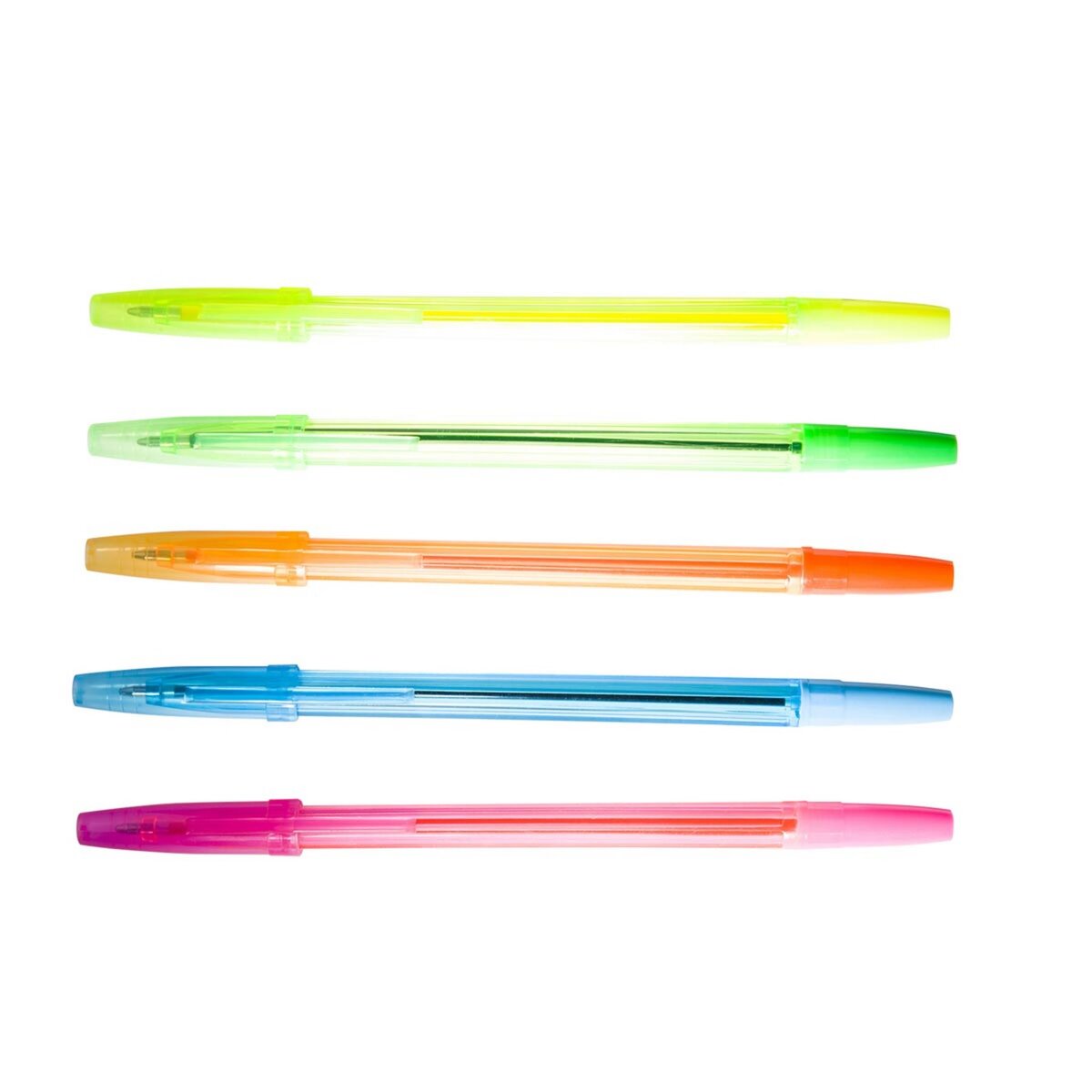 AUCHAN  Lot de 5 stylos bille néon coloris assortis