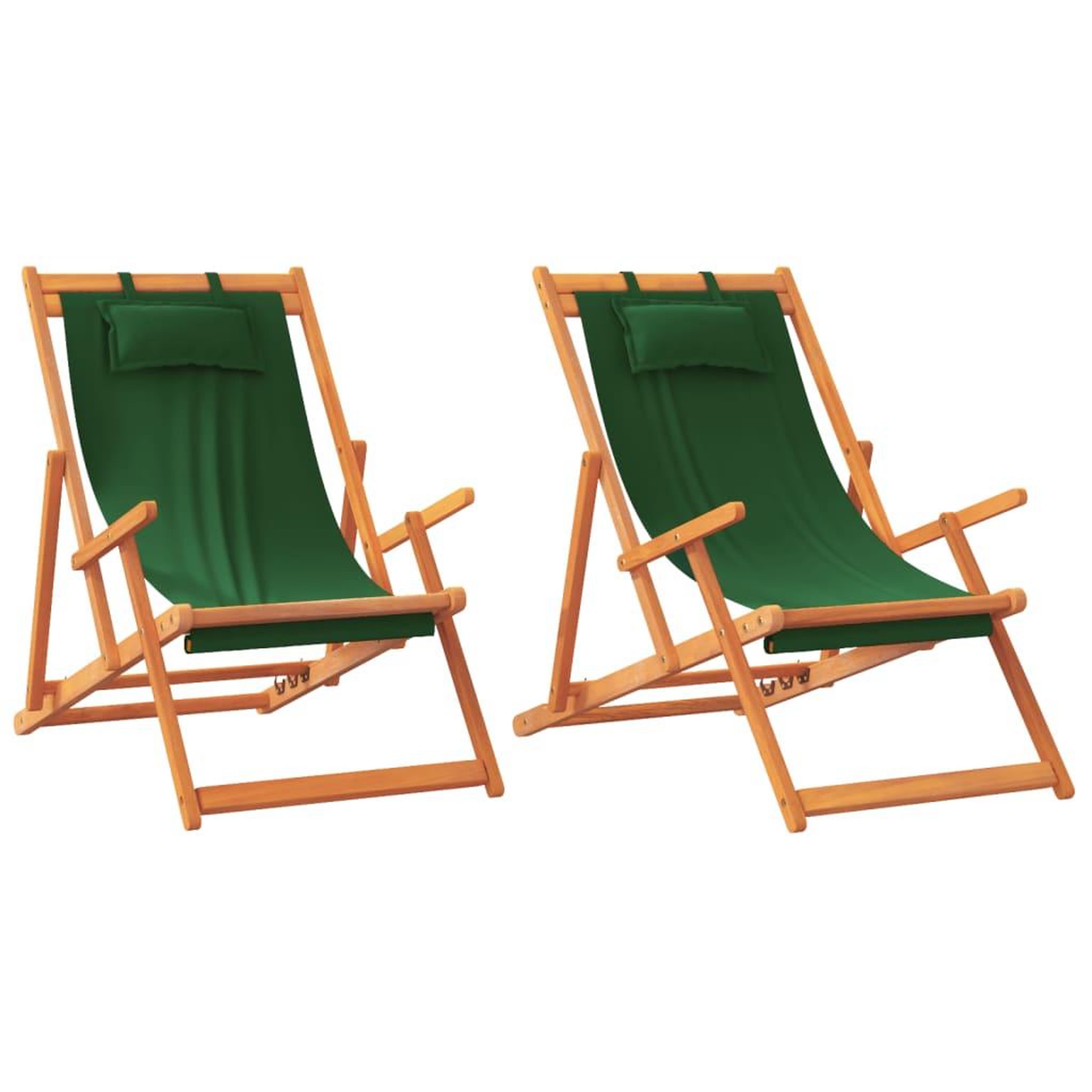 Voir la diapositive 2 : VIDAXL Chaises de plage pliables lot de 2 vert tissu
