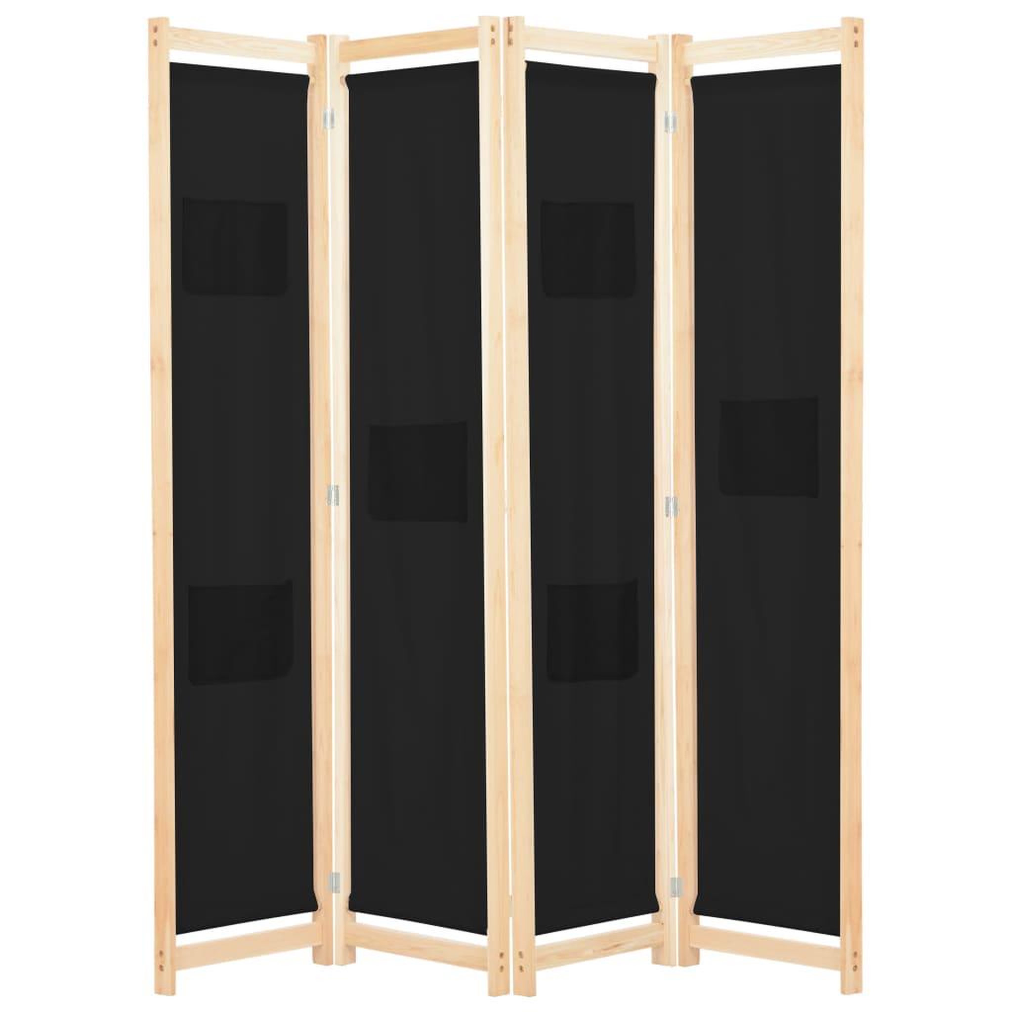 Voir la diapositive 1 : VIDAXL Cloison de separation 4 panneaux Noir 160x170x4 cm Tissu