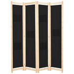 VIDAXL Cloison de separation 4 panneaux Noir 160x170x4 cm Tissu