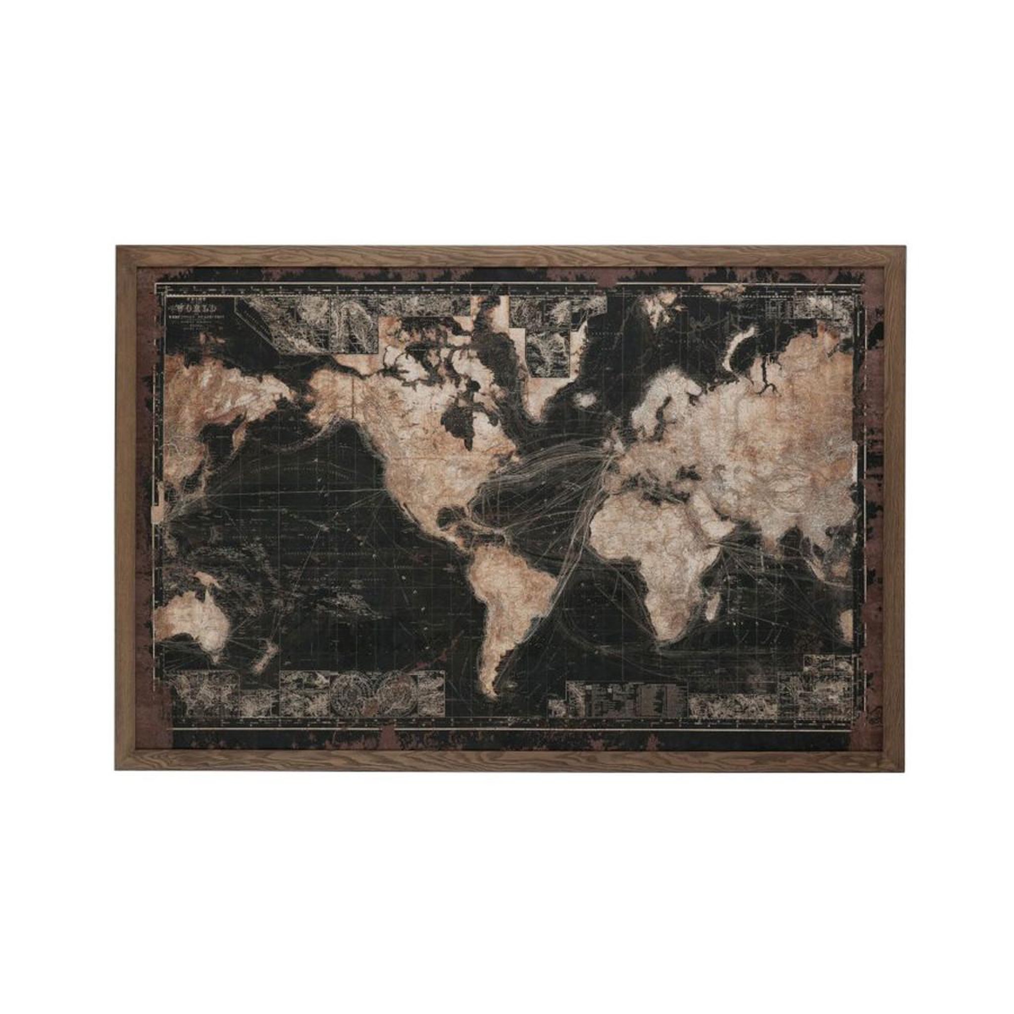 J-LINE Tableau déco à led  mappemonde  175cm noir