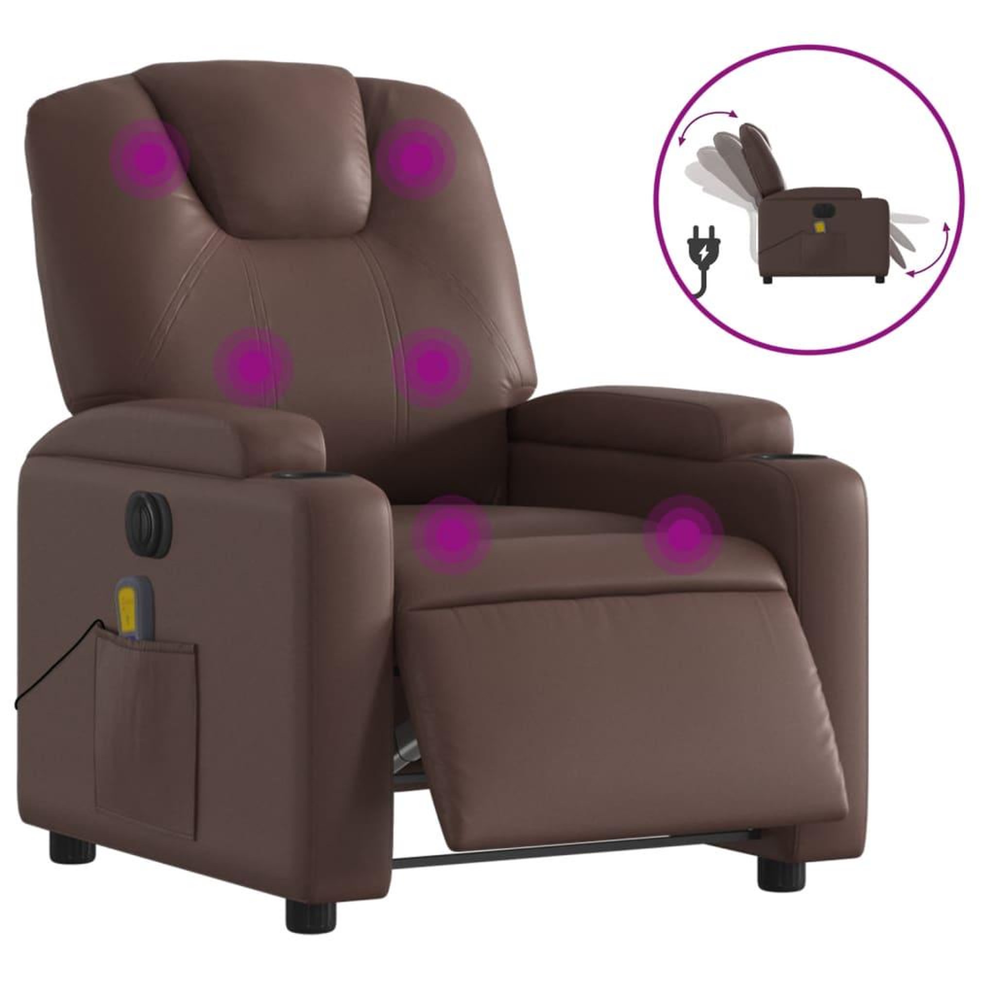 Voir la diapositive 2 : VIDAXL Fauteuil de massage inclinable electrique marron similicuir