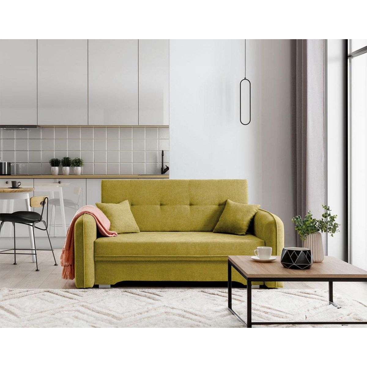 BEST MOBILIER Michelle - canapé droit 3 places convertible avec coffre en velours