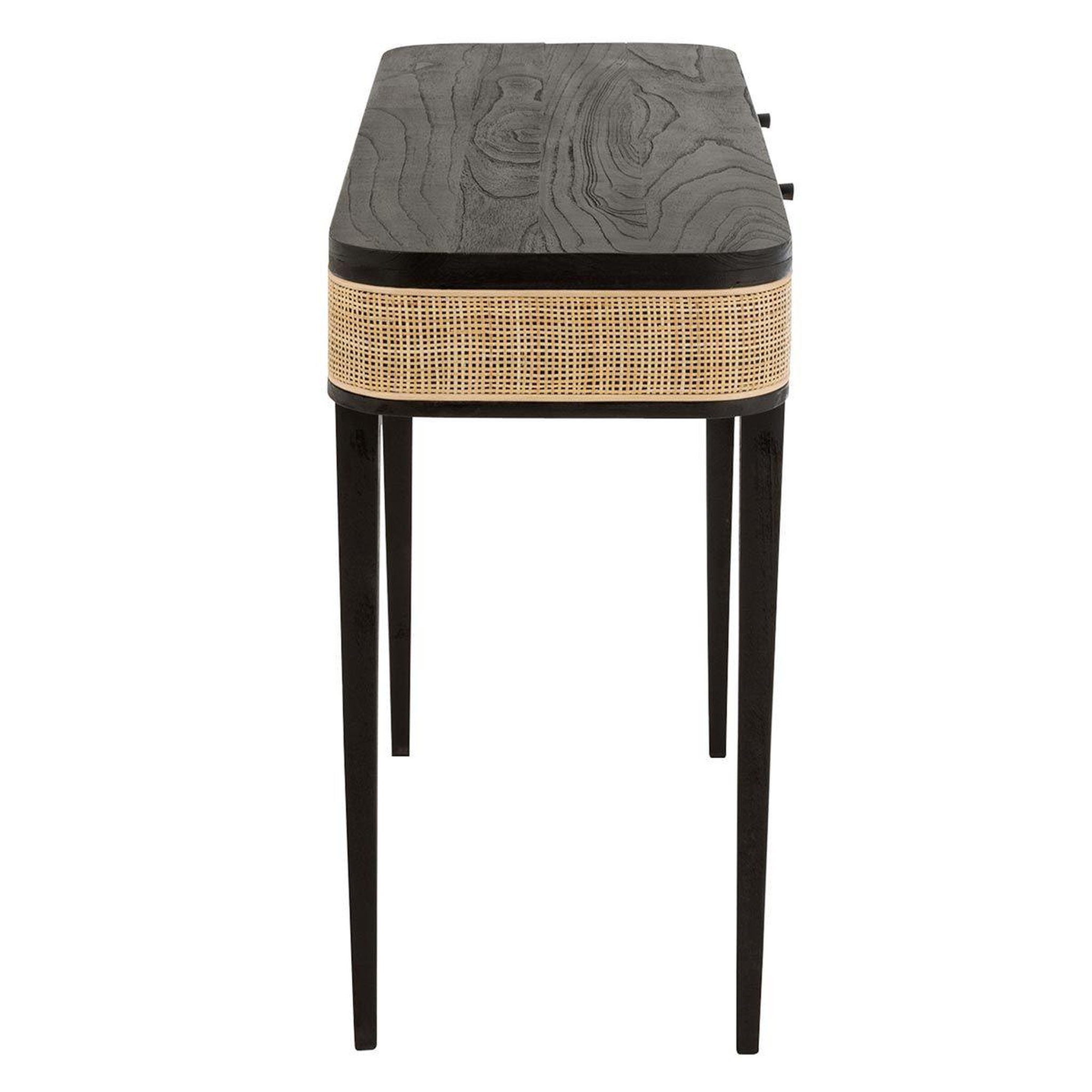 Voir la diapositive 3 : J-LINE Console 2 tiroirs en bois  molly  120cm noir & beige