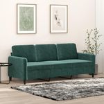 VIDAXL Canape a 3 places Vert fonce 180 cm Velours