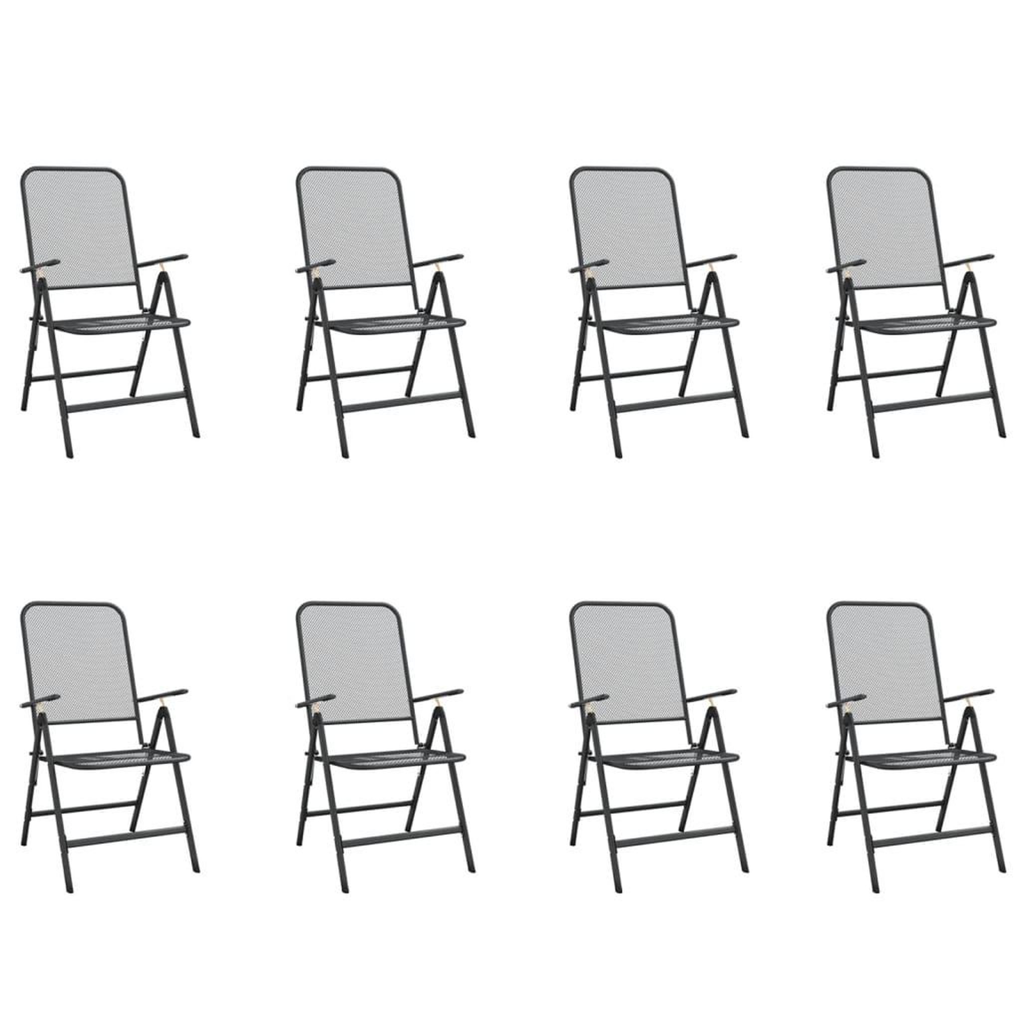 Voir la diapositive 3 : VIDAXL Ensemble a manger de jardin 9 pcs anthracite metal maille