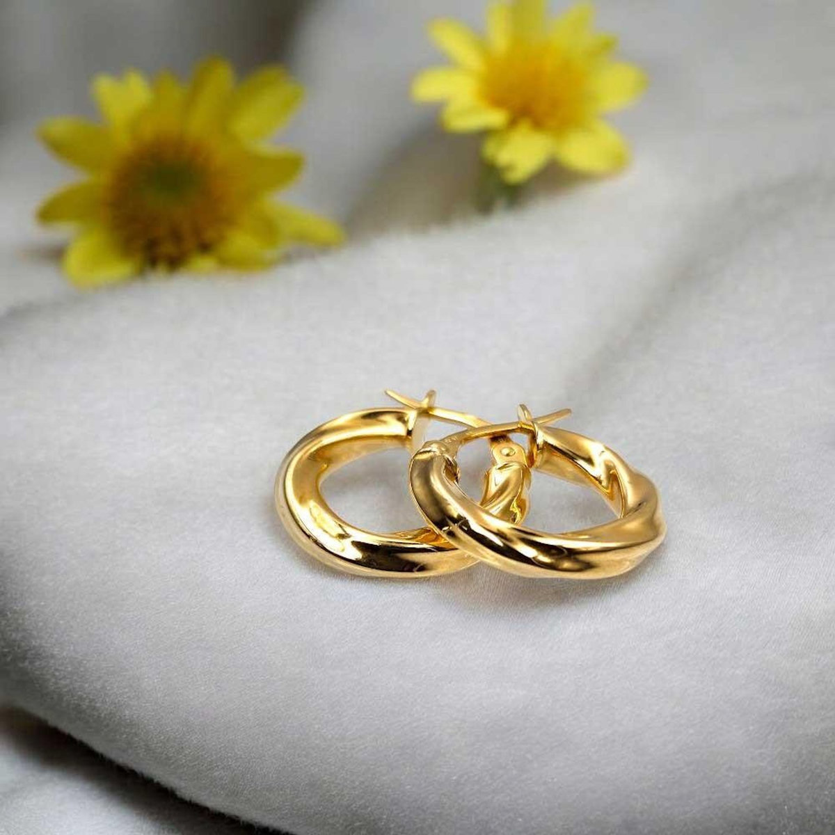 L'ATELIER D'AZUR Boucles d'Oreilles Créoles - Or Jaune - Torsadées