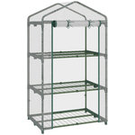 OUTSUNNY Serre de jardin balcon étagère serre 3 niveaux dim. 69L x 49l x 125H cm métal thermolaqué vert PVC haute densité transparent