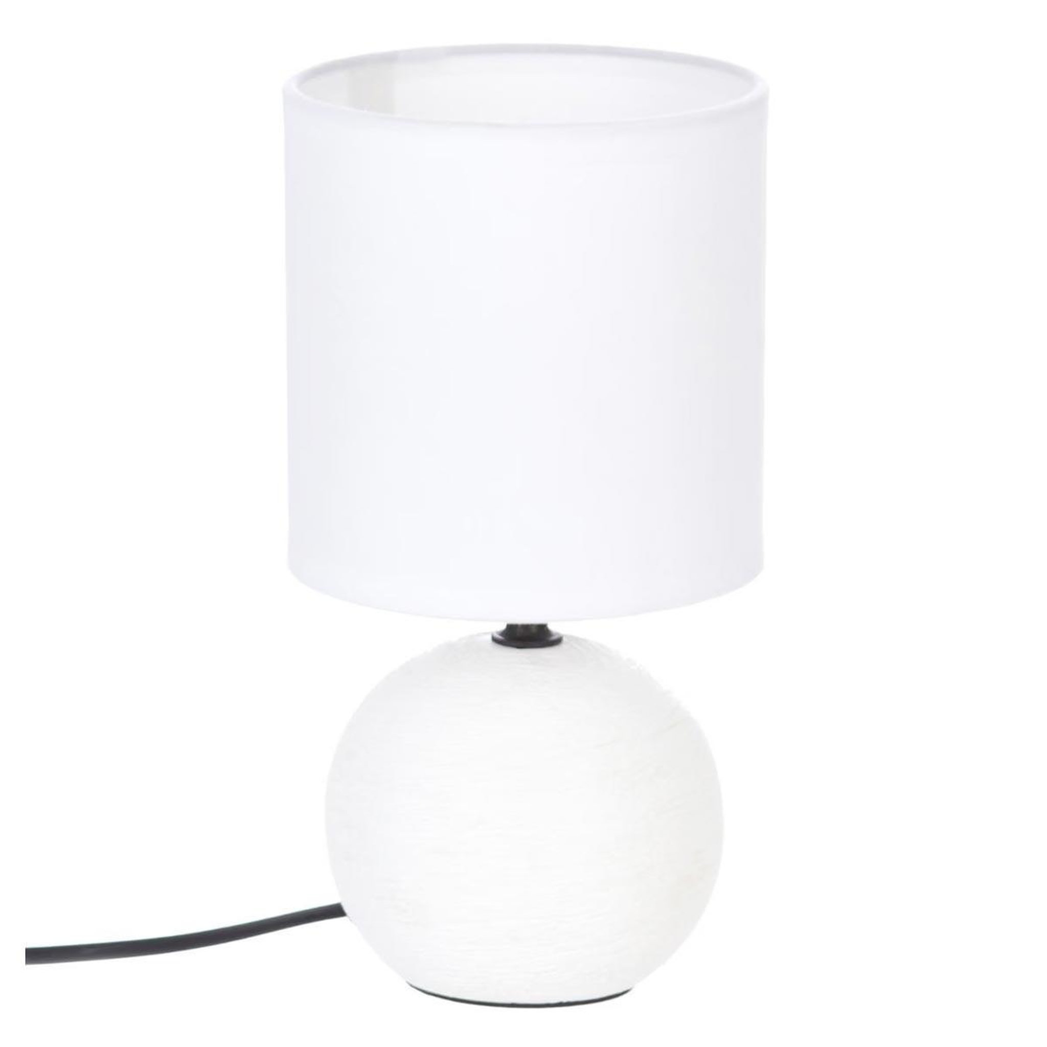 ATMOSPHERA Lampe à poser céramique  boule  25cm blanc strié