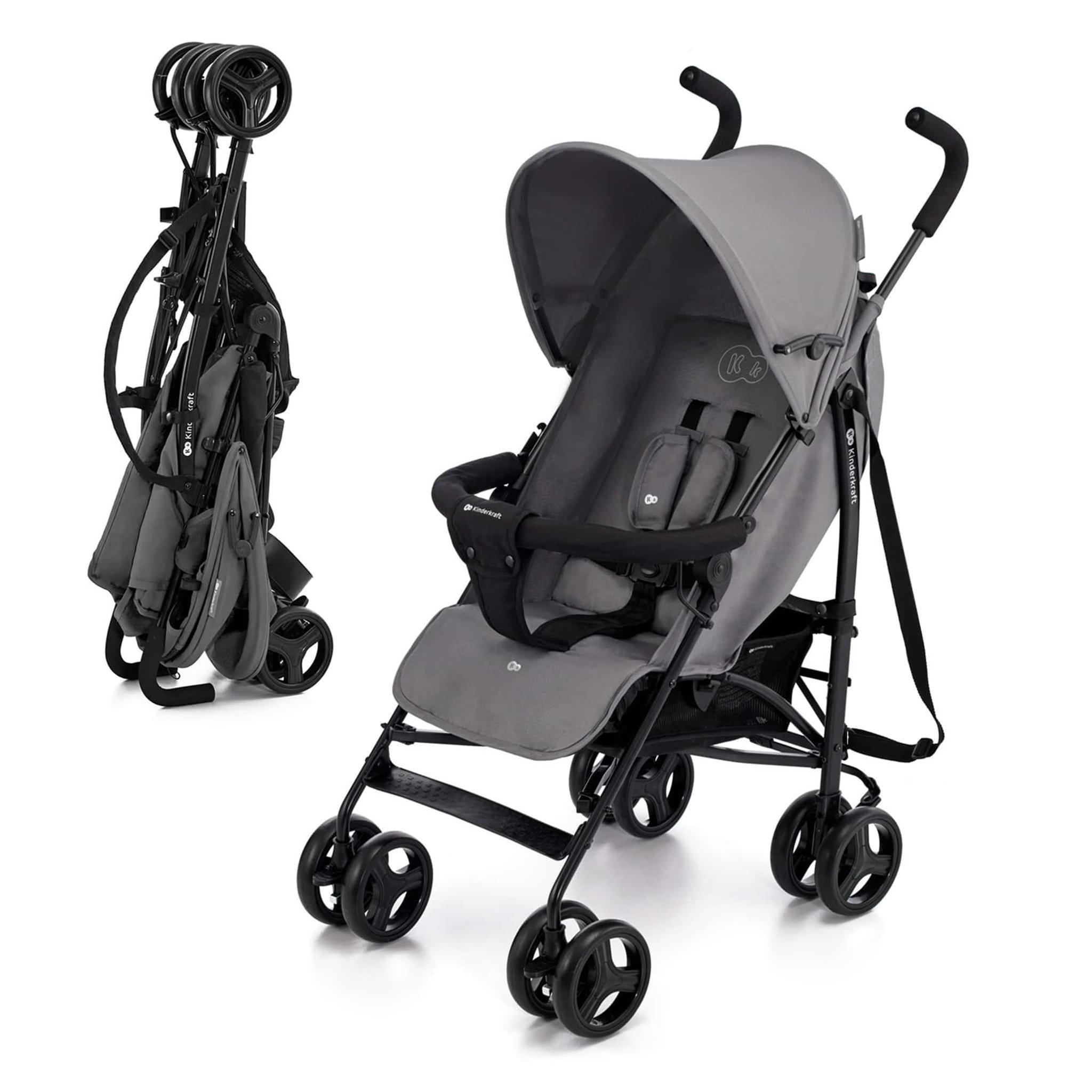 KINDERKRAFT Poussette légère de voyage pliable avec dossier réglable. Coloris disponibles : Beige, Gris, Vert