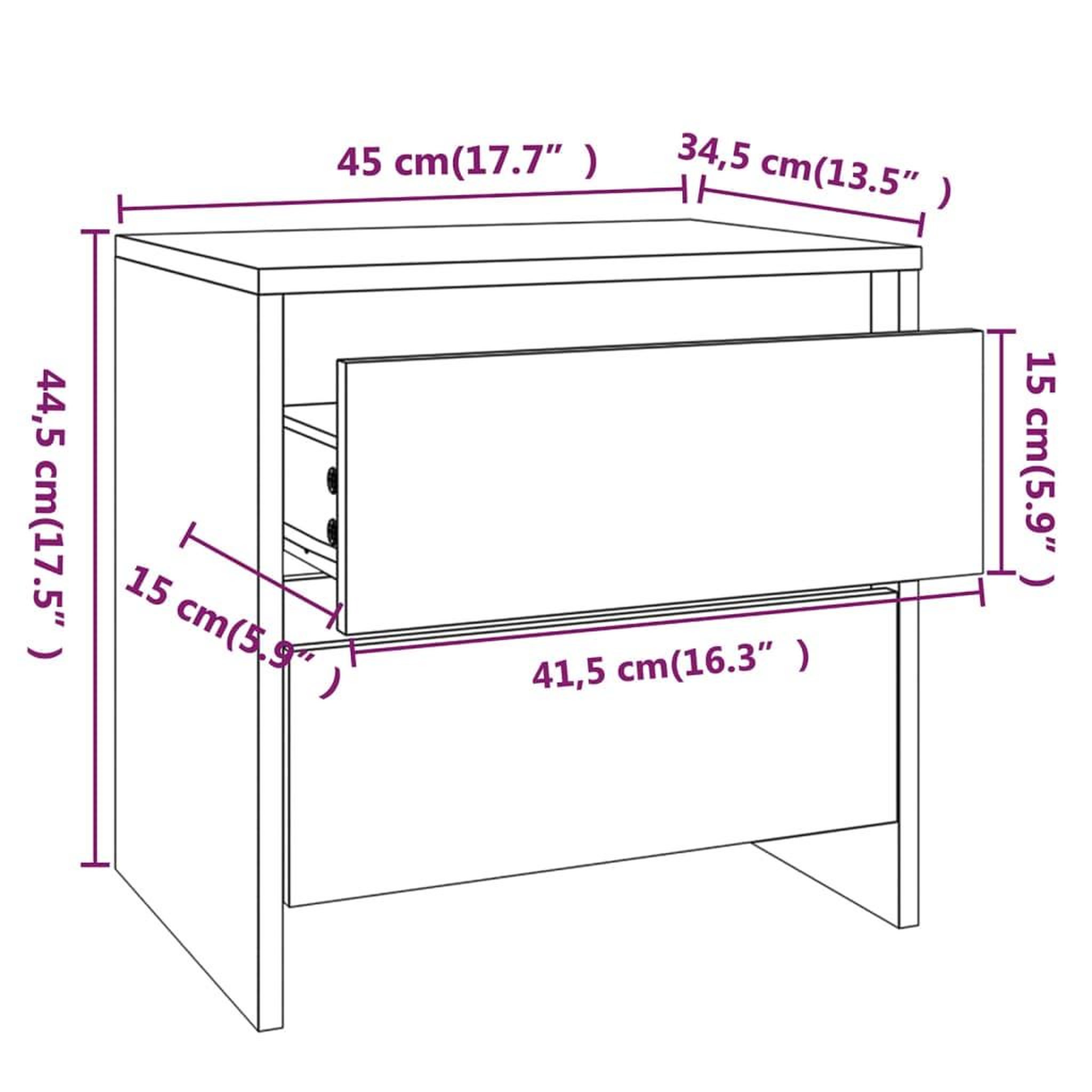 Voir la diapositive 6 : VIDAXL Table de chevet chene sonoma 45x34,5x44,5 cm bois d'ingenierie