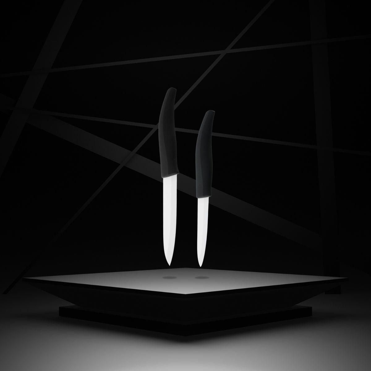 NIROSTA Lot de 2 couteaux avec lames en céramique de 12,5 et 18 cm de long Nirosta Céramique