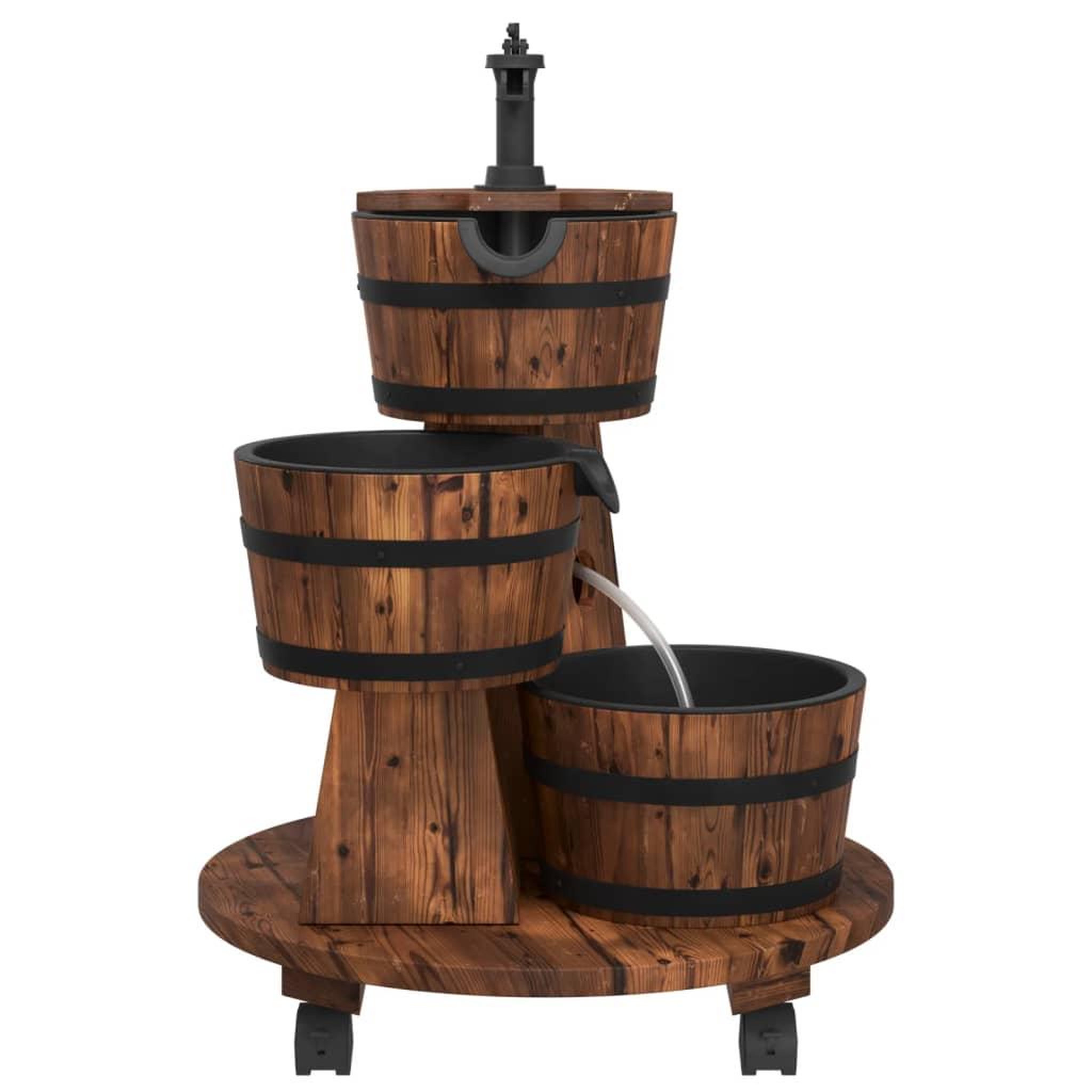 Voir la diapositive 4 : VIDAXL Fontaine a eau sur roues pompe 55x55x80 cm bois de sapin massif