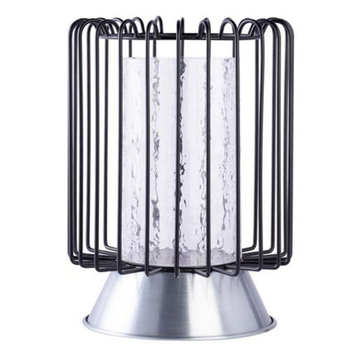 Paris Prix Bougeoir Rond Déco  Malibu  31cm Noir & Argent