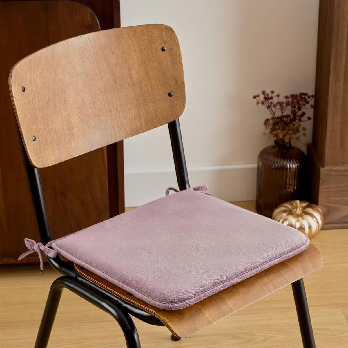 ATMOSPHERA Galette de Chaise Uni  Lilou  38x38cm Parme