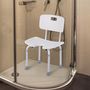 Voir la diapositive 2 : HOMCOM Chaise de douche siège de douche ergonomique hauteur assise réglable pieds antidérapants charge max. 136 Kg alu HDPE blanc