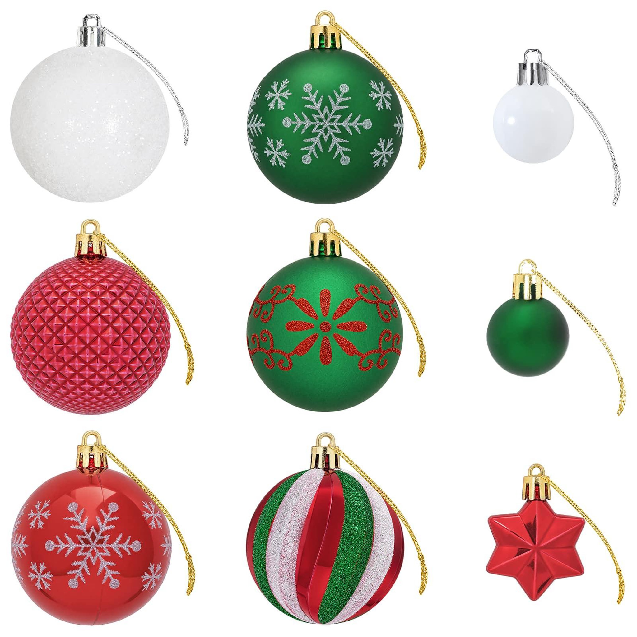 Voir la diapositive 5 : VIDAXL Ensemble de boules de Noël 88 pc Rouge, vert et blanc