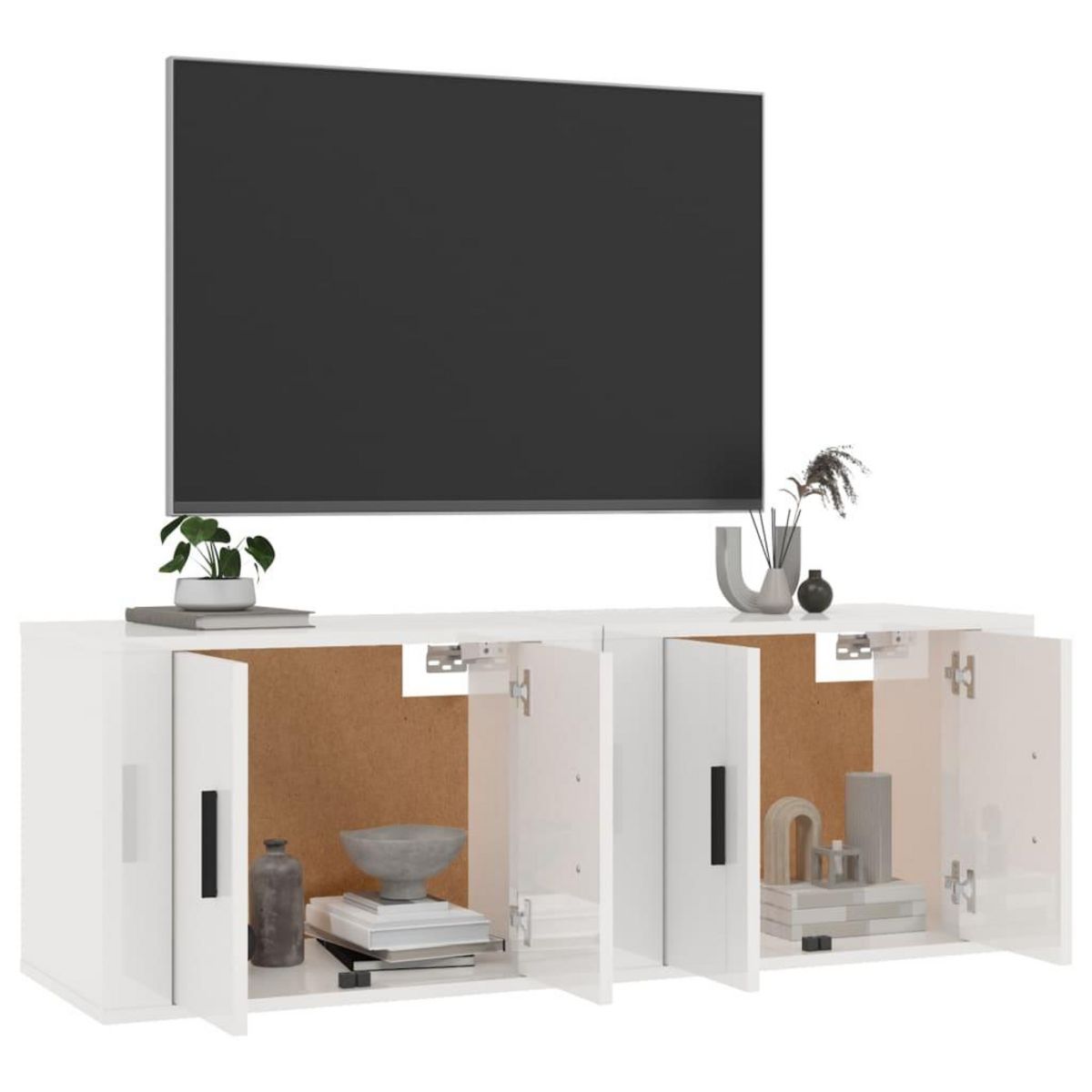 VIDAXL Meubles TV muraux 2 pcs blanc brillant 57x34,5x40 cm