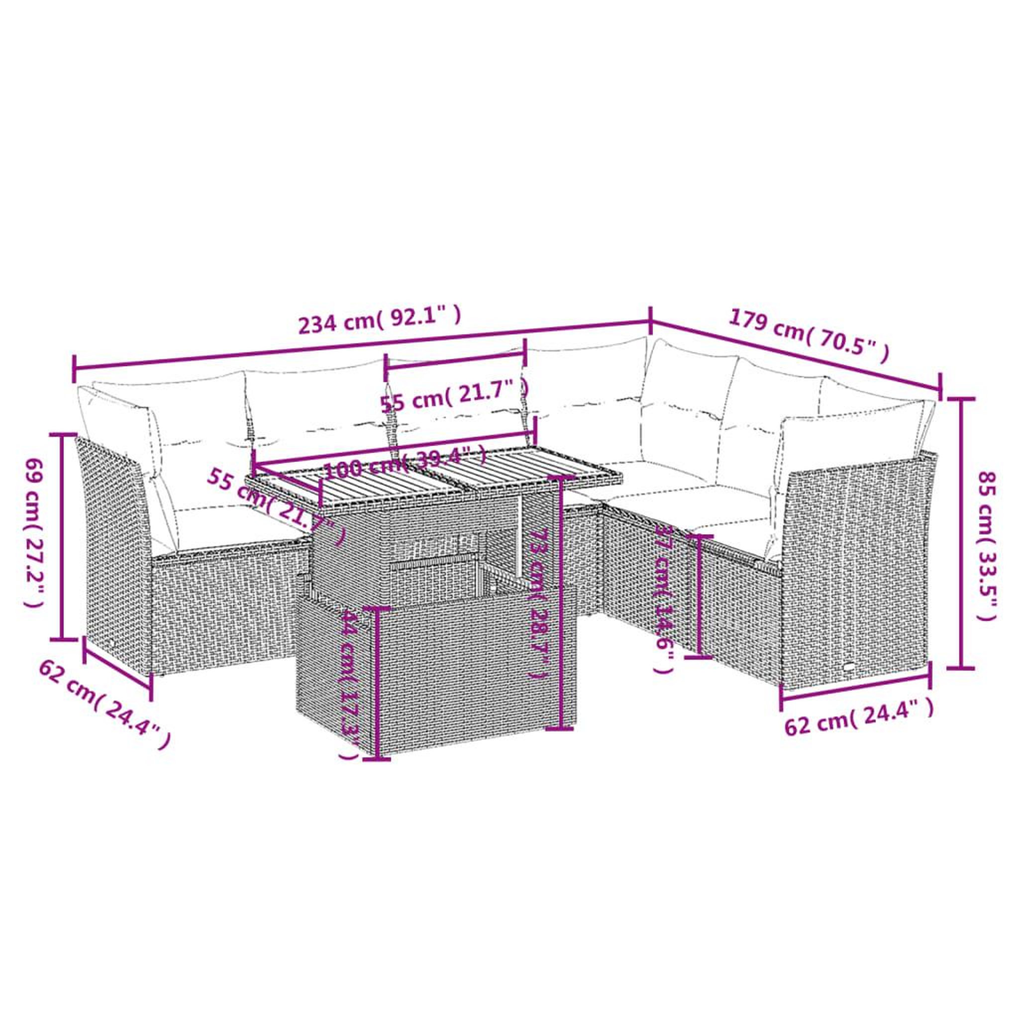 Voir la diapositive 4 : VIDAXL Salon de jardin 7 pcs avec coussins noir resine tressee