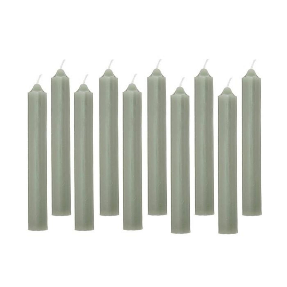 COMPTOIR DE LA BOUGIE Lot de 10 Bougies Bâton  Hugo  16cm Vert Eucalyptus