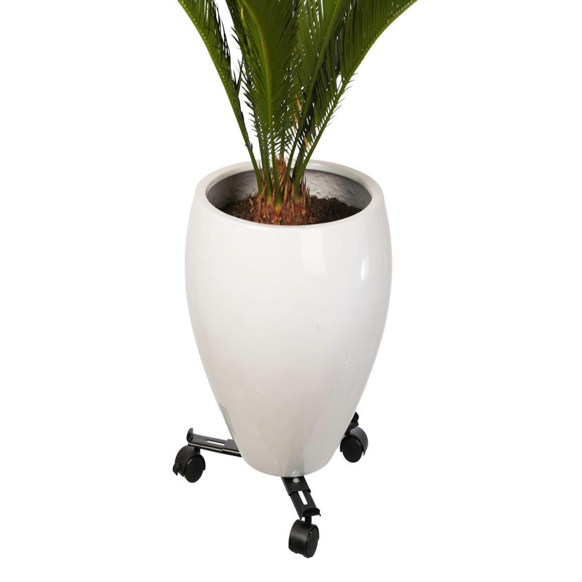 NATURE Support roulant extensible - métal époxy coloris noir mat, 3 branches, charge maxi 75 kg, 3 roulettes - 27/37 x 27/37 cm - Nature