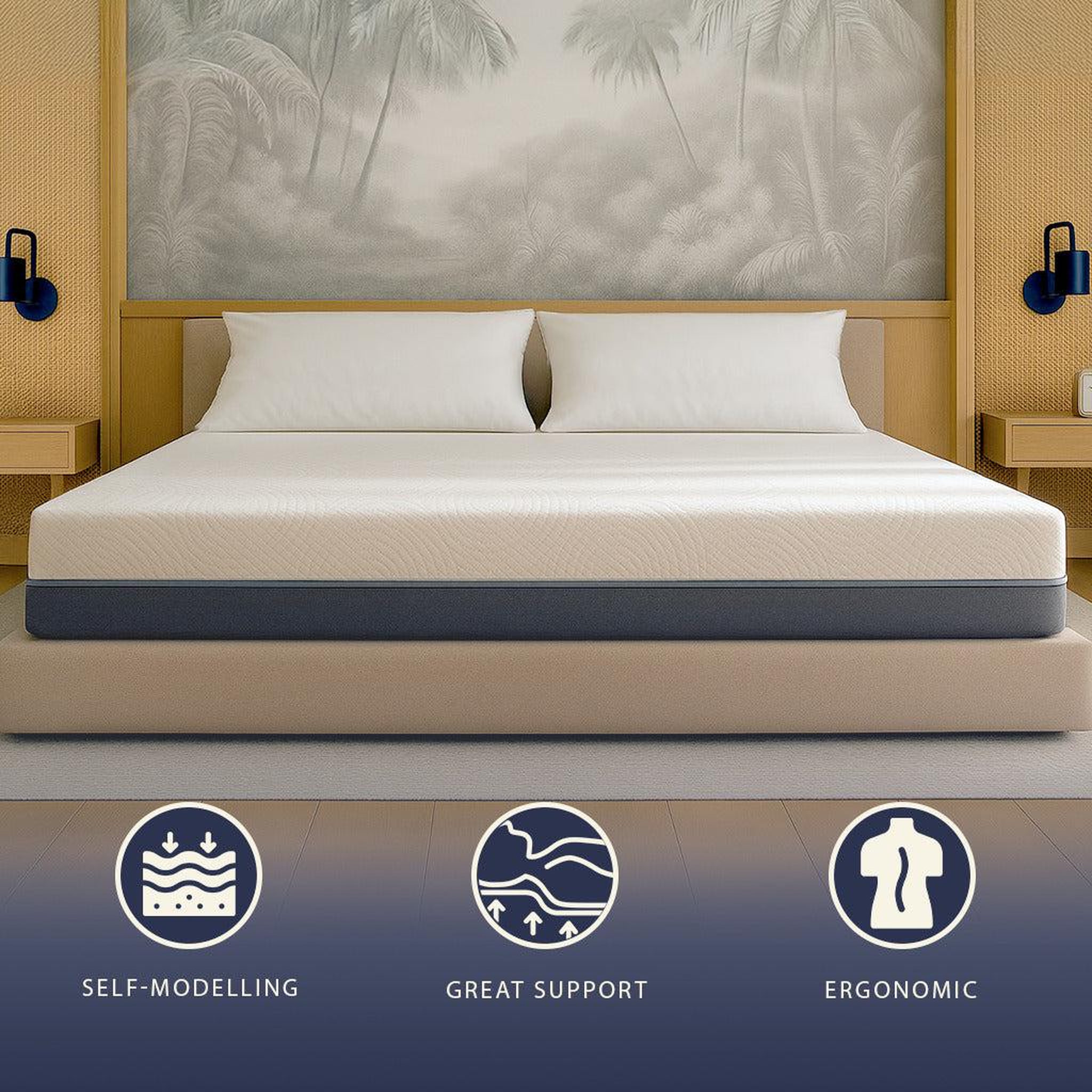 Voir la diapositive 6 : THE WHITE STONE Matelas 80x190 cm à Ressorts Ensachés & Mémoire de Forme | Hauteur 25 cm | Hypoallergénique & Respirant | Déhoussable | Fabriqué en Italie