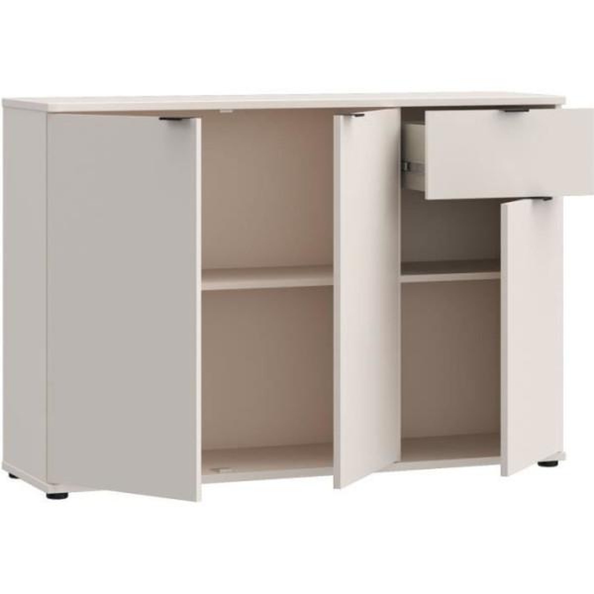Voir la diapositive 5 : MARKET24 Commode - GANYMEDE - 3 portes - 1 tiroir - Sable - 119,8 x 34,1 x 82,3 cm