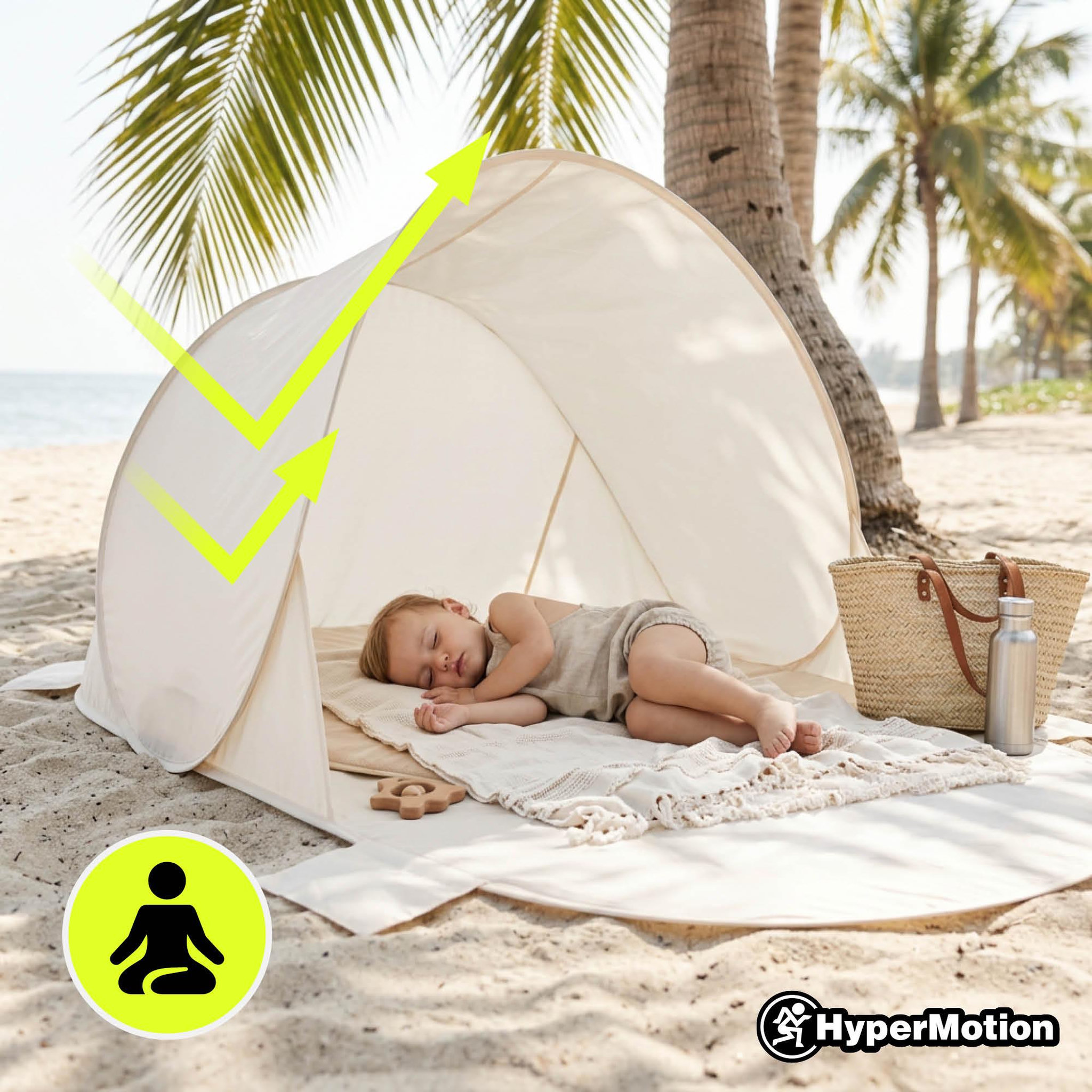 Voir la diapositive 4 : HYPERMOTION Tente de plage automontable Pop-Up HyperMotion Beige 200x130 cm avec sac