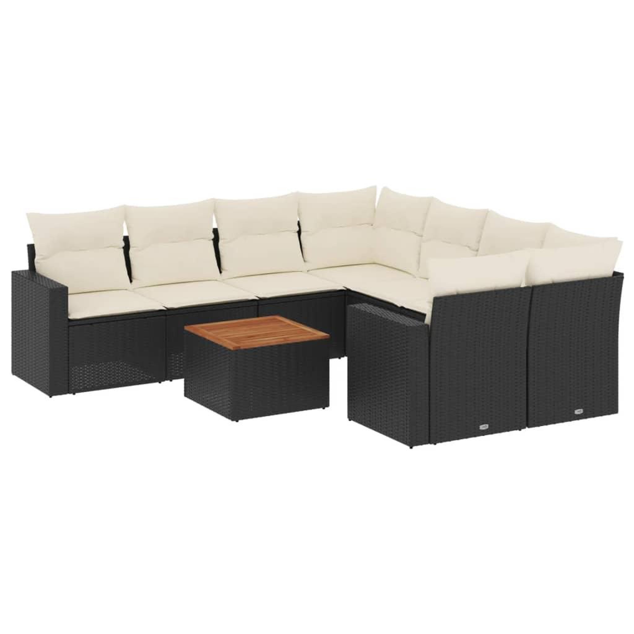 Voir la diapositive 2 : VIDAXL Salon de jardin 9 pcs avec coussins noir resine tressee