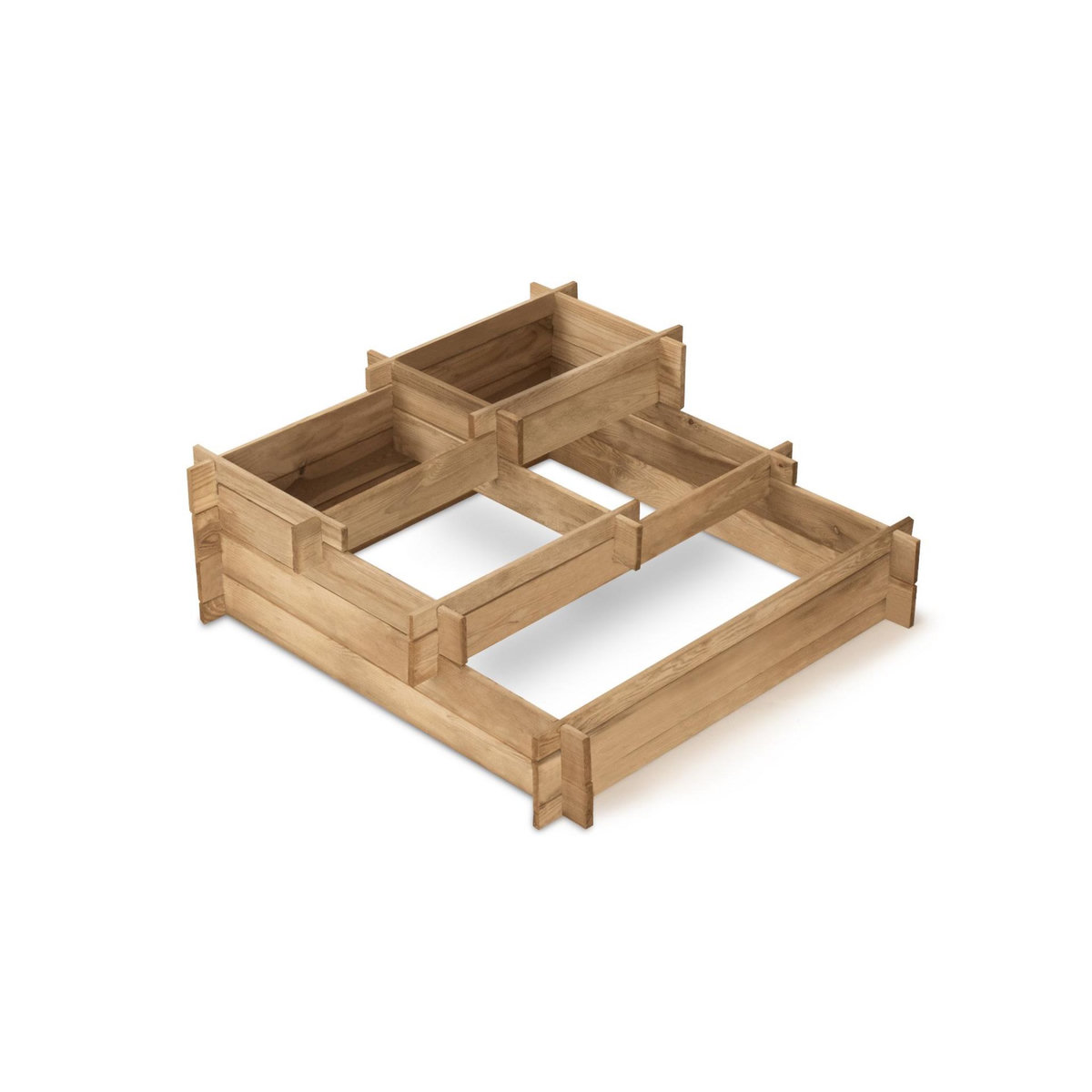 Carré Potager en escalier - 6 compartiments - Bois naturel - 93x93x36cm