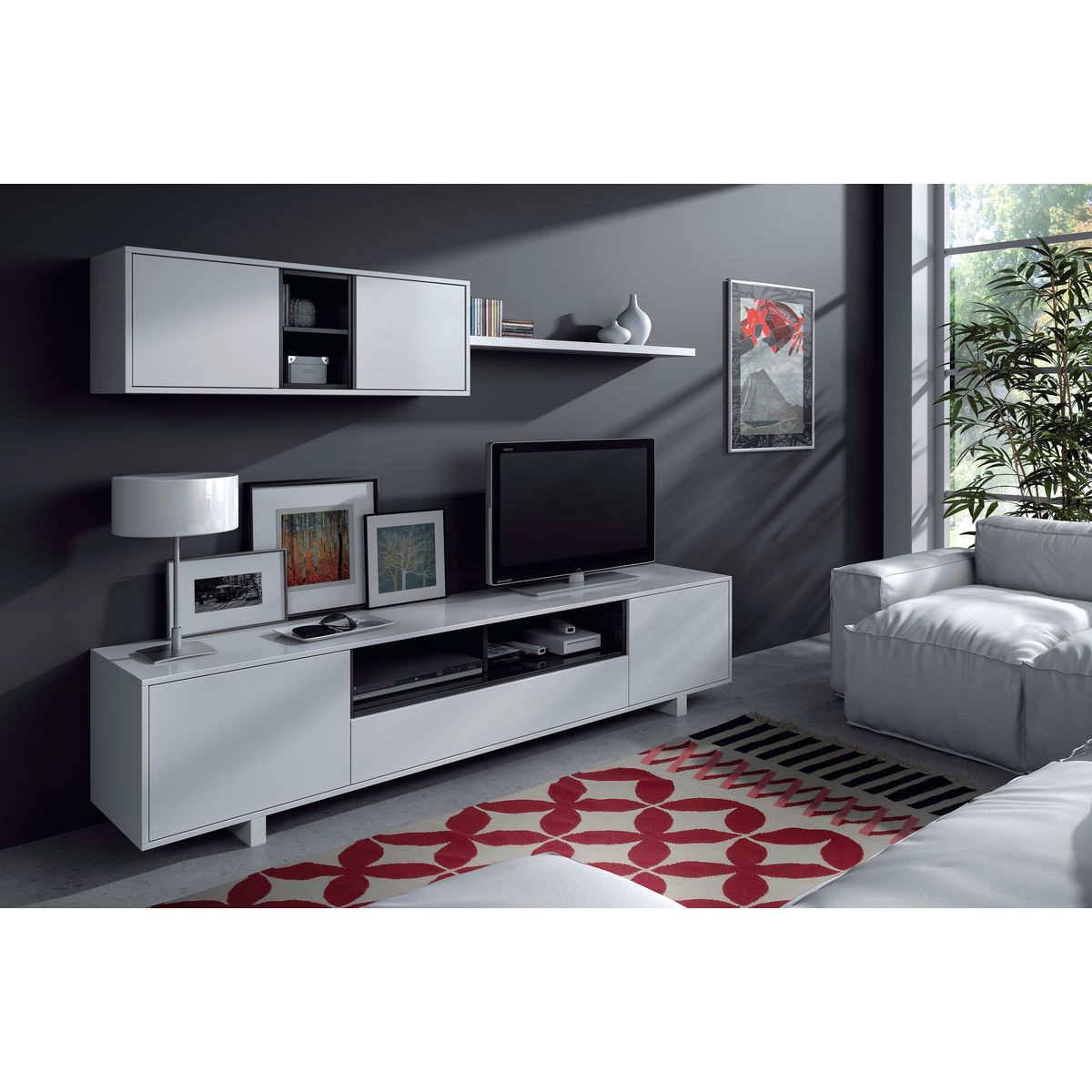 Ensemble meuble TV bas et haut  ELLIUS L200 cm