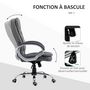 Voir la diapositive 5 : HOMCOM Fauteuil de bureau manager chaise de bureau ergonomique double coussin réglable roulettes toile lin gris foncé