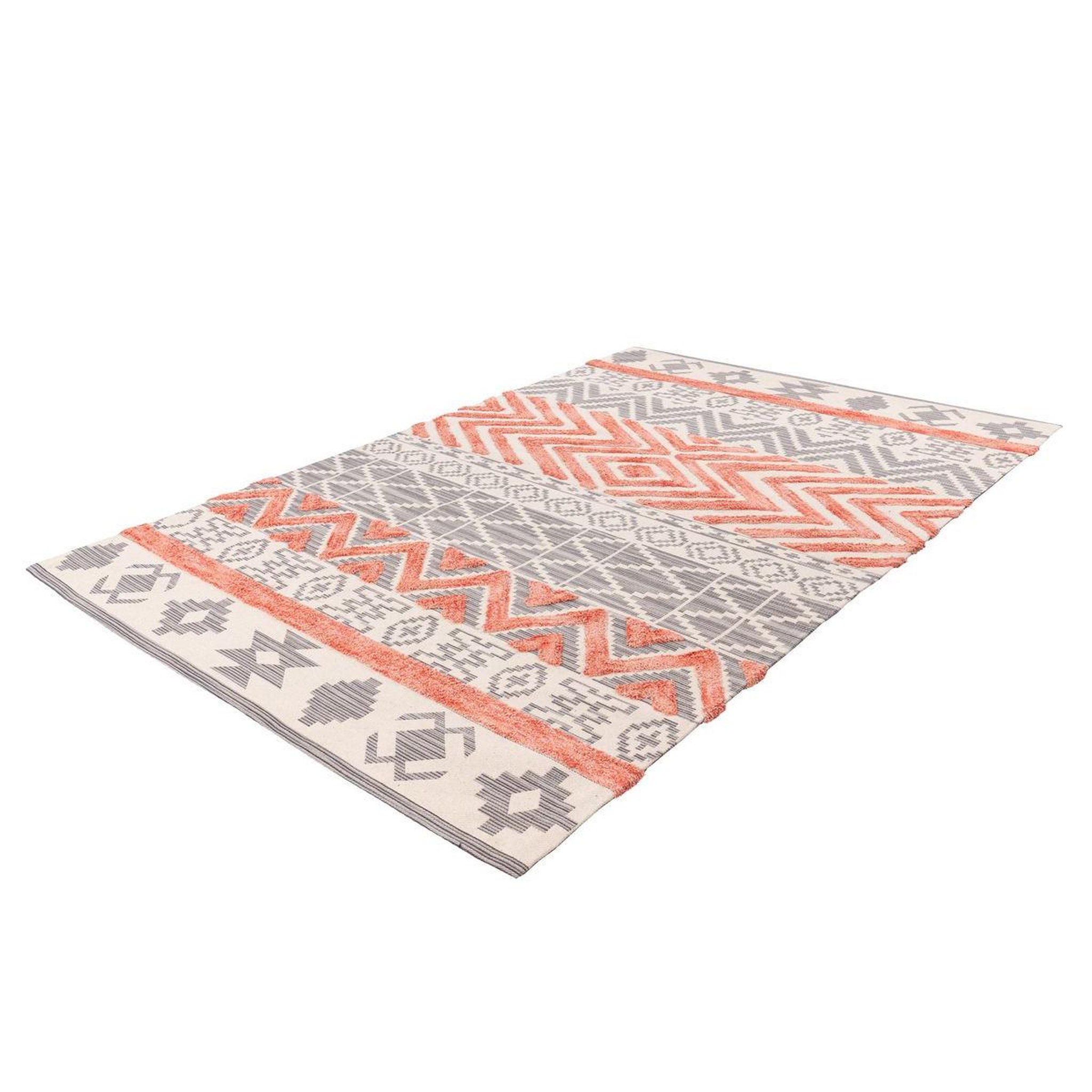 Voir la diapositive 4 : Paris Prix Tapis effet 3d à poils courts  ethnie  gris & orange